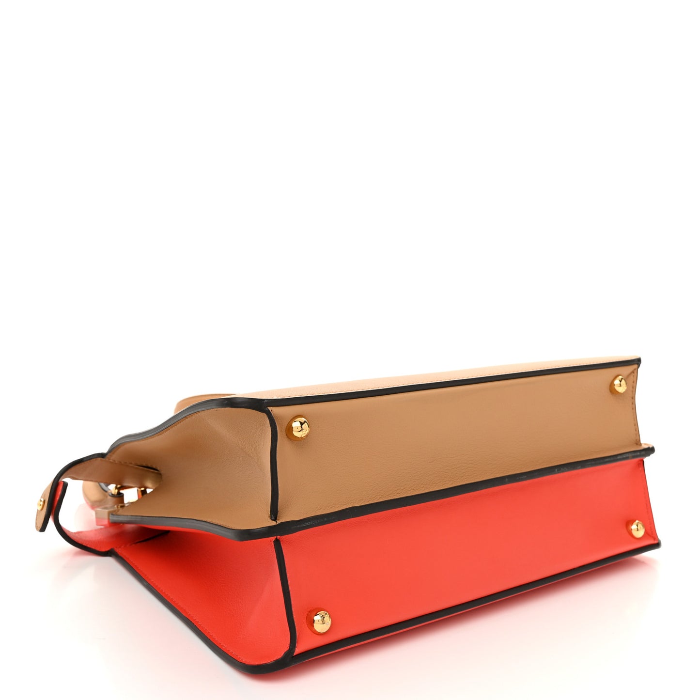 Vitello Seta Nappa Plexiglass Bi-Color Medium Peekaboo I SEE U Satchel Miele Scuro Tulipano