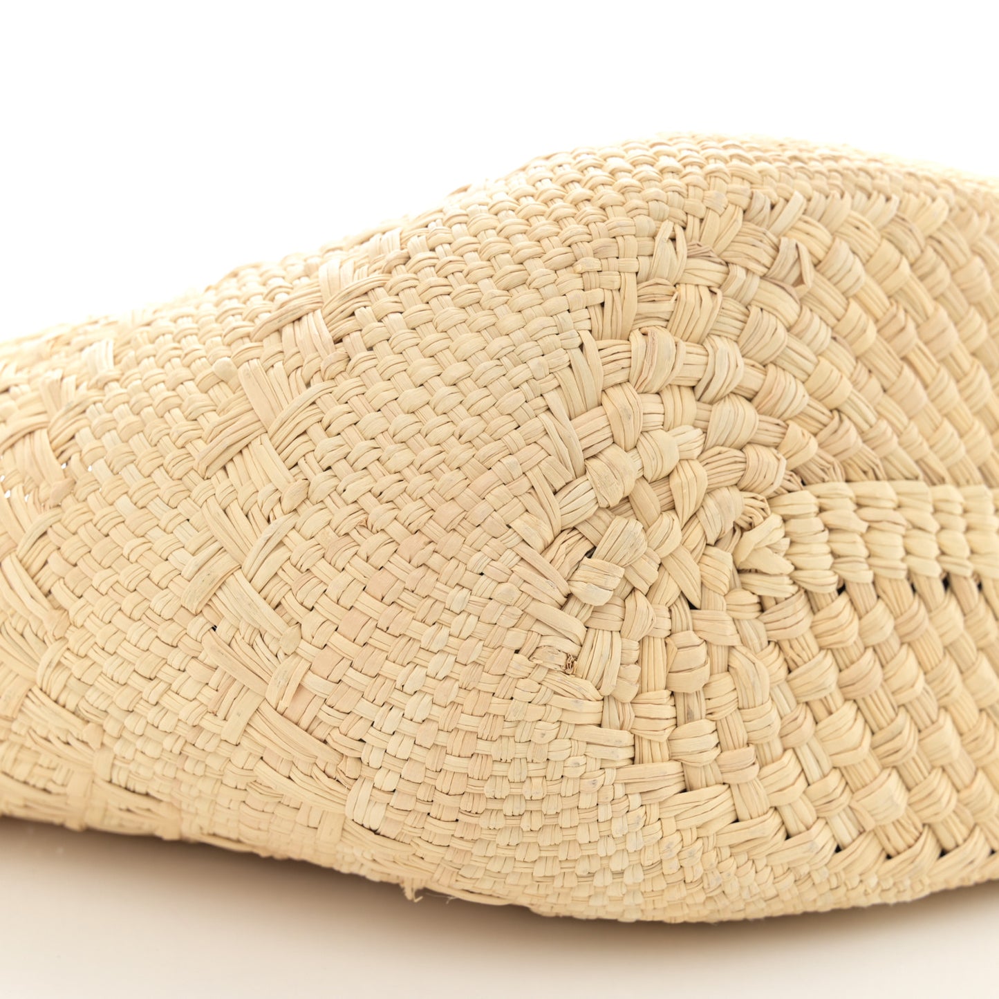 Iraca Palm Calfskin Medium Anagram Basket Bag Natural Black
