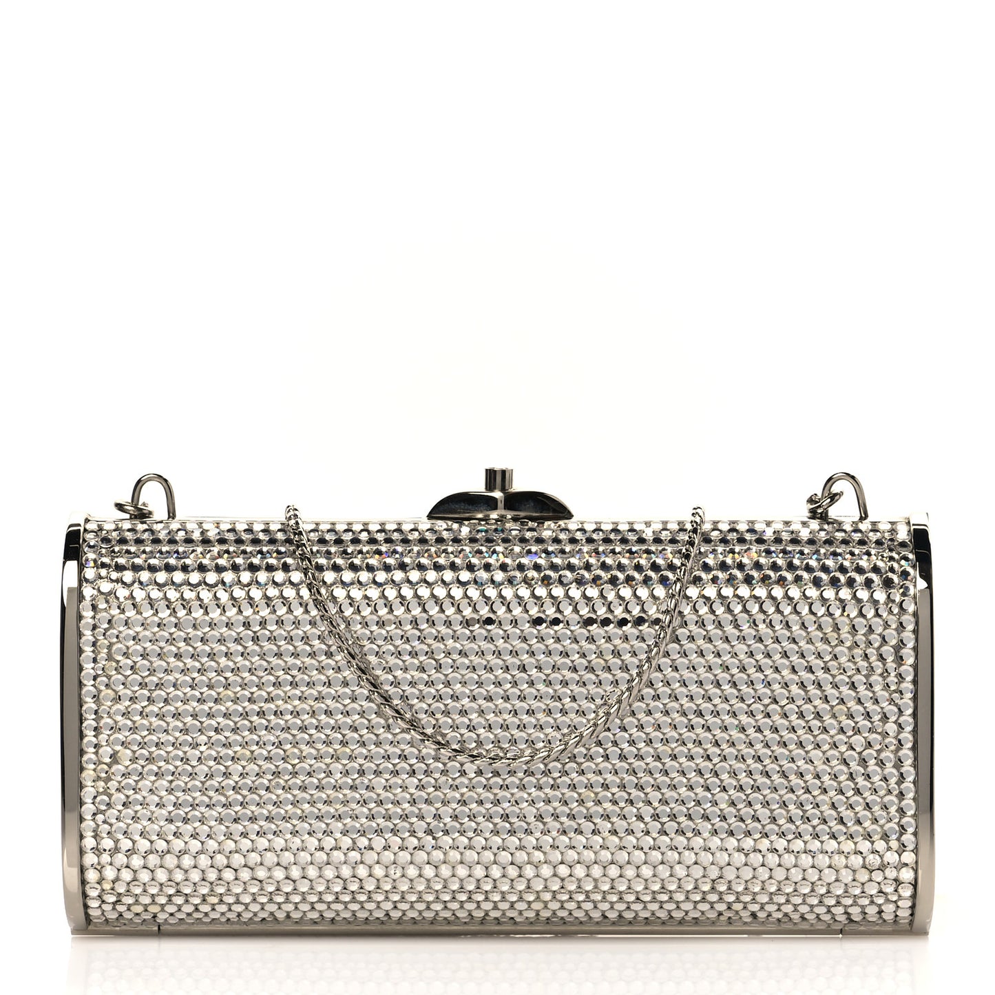 Swarovski Crystal Minaudiere Clutch Silver