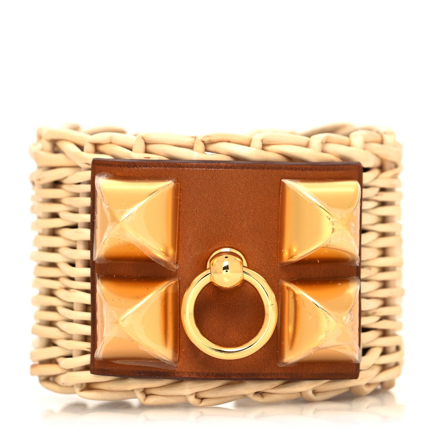 Wicker Barenia Medor Picnic Cuff Bracelet T2 Fauve