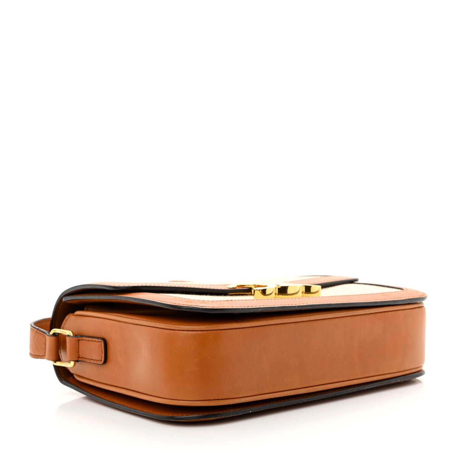 Textile Natural Calfskin Medium Triomphe Bag White Tan