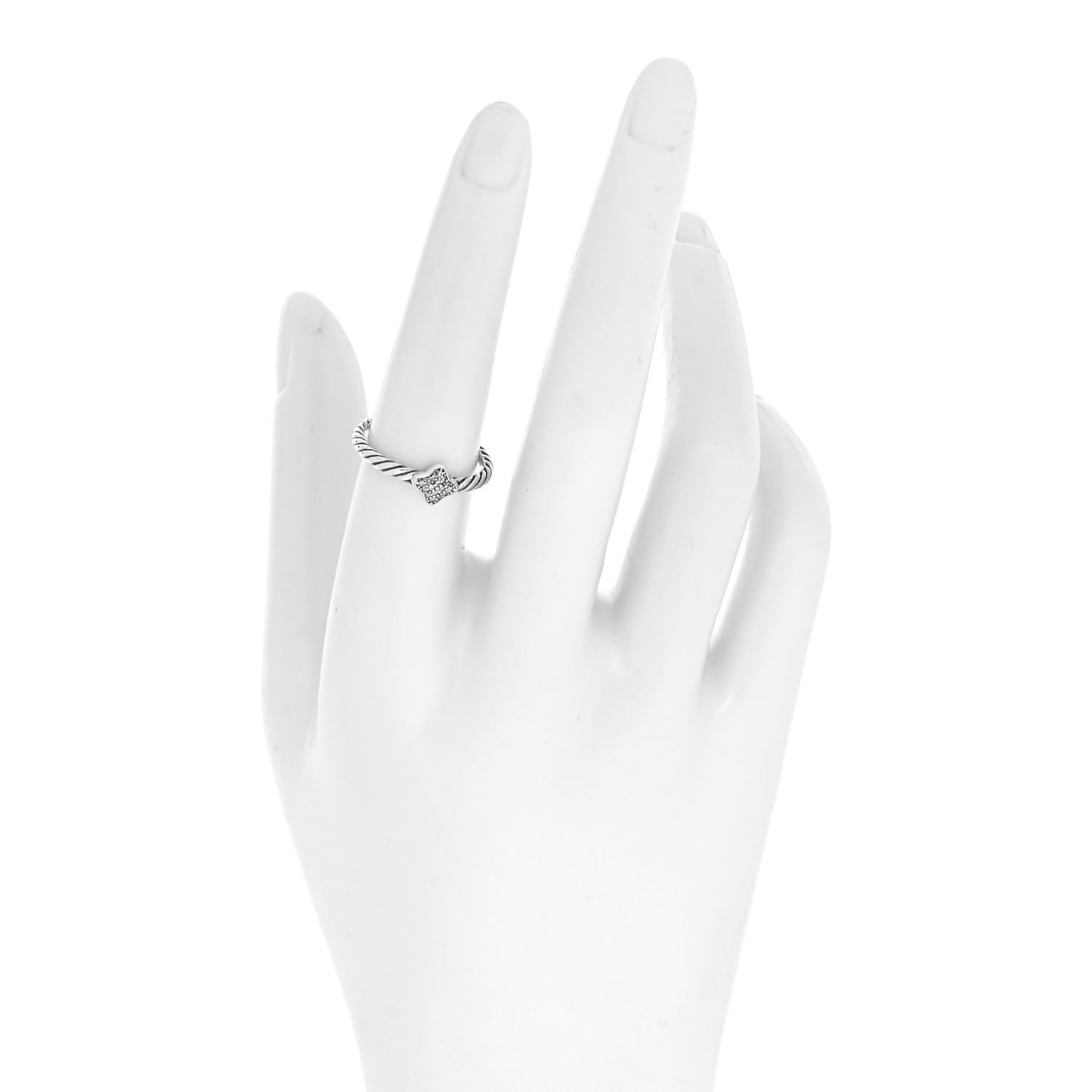 Sterling Silver Diamond Quatrefoil Ring 54 6.75