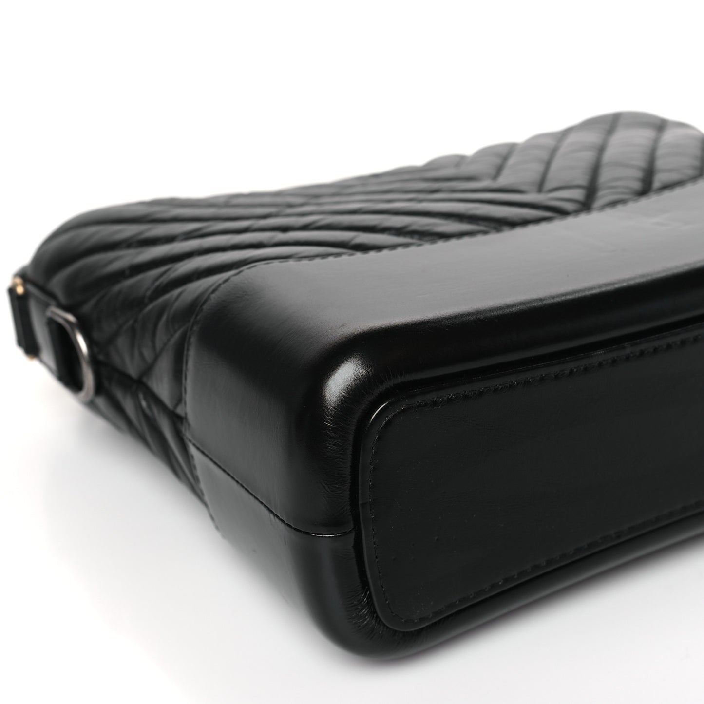 Aged Calfskin Chevron Quilted Medium Gabrielle Hobo Black