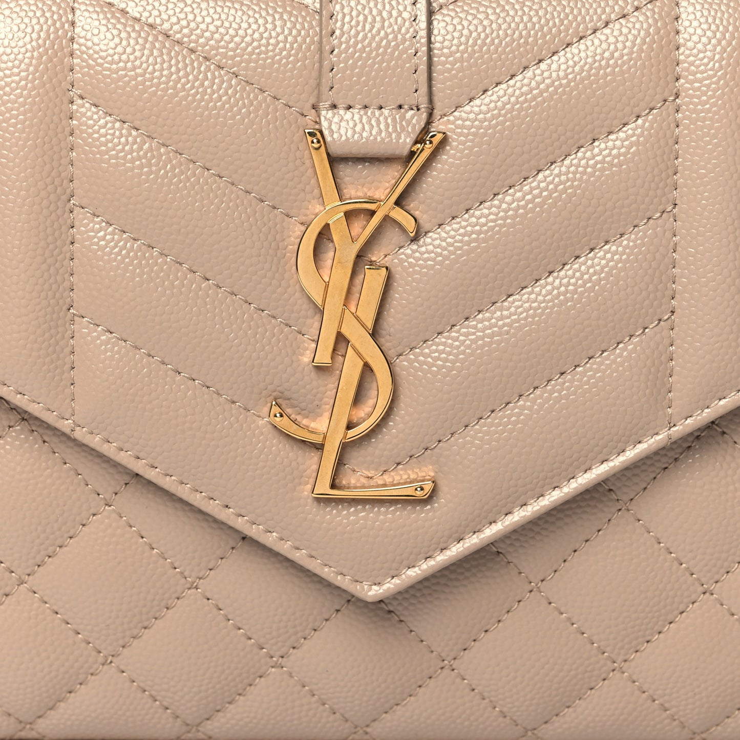 Grain De Poudre Mixed Matelasse Triquilt Monogram Chain Wallet Dark Beige
