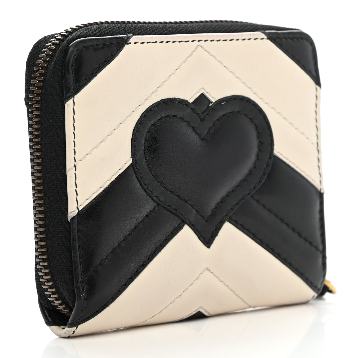 Calfskin Matelasse Small Marmont 2.0 Zip Black White