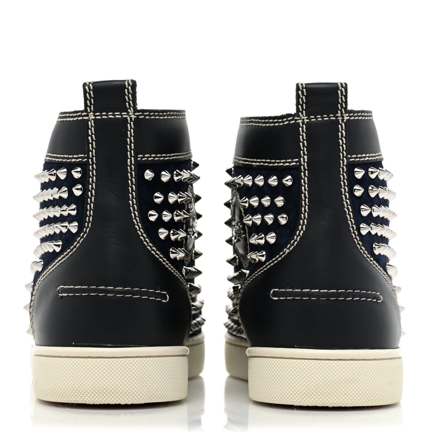 Calfskin Mens Louis Spikes Flat Sneakers 44 Navy Black