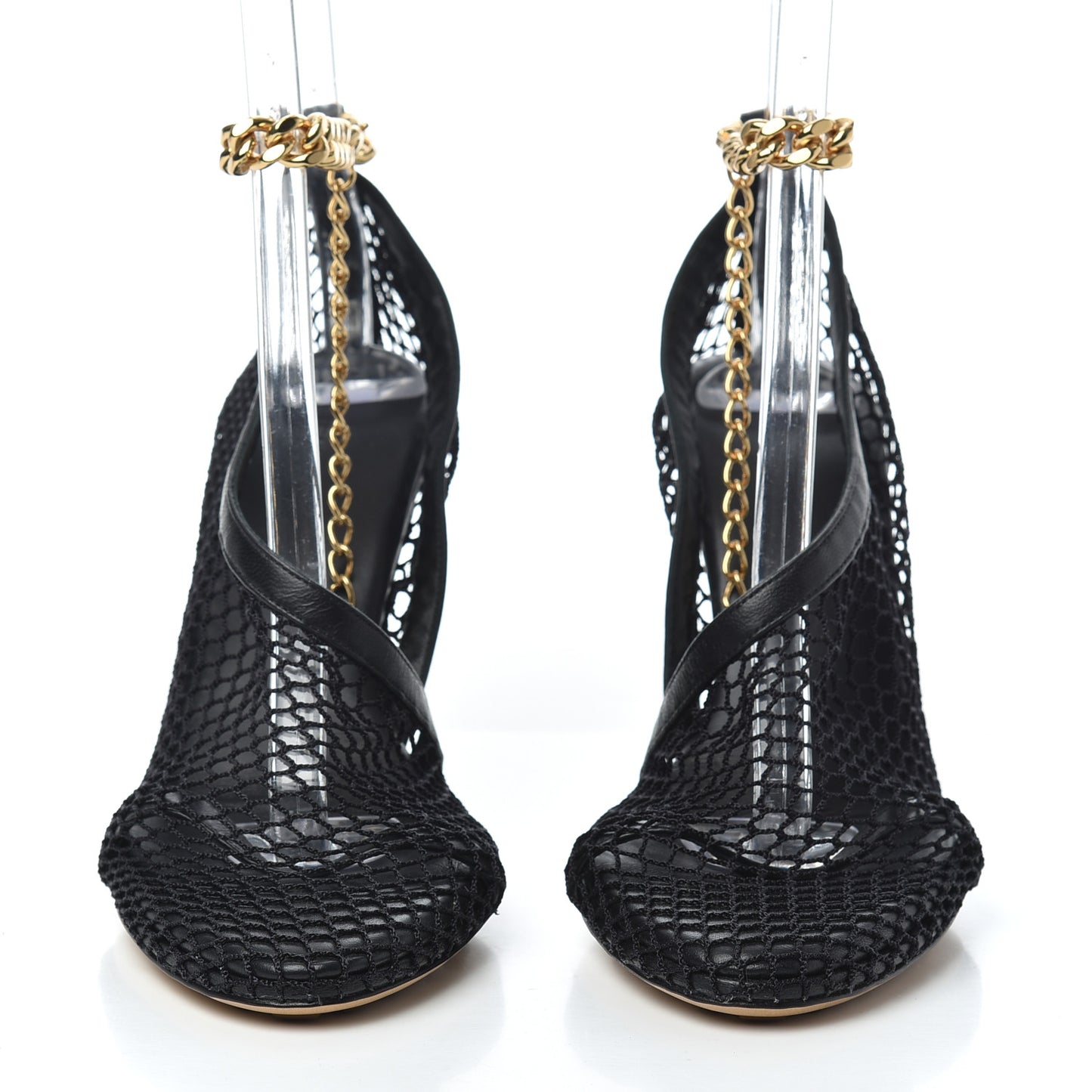 Mesh Nappa Chunky Chain Sandals 38 Black