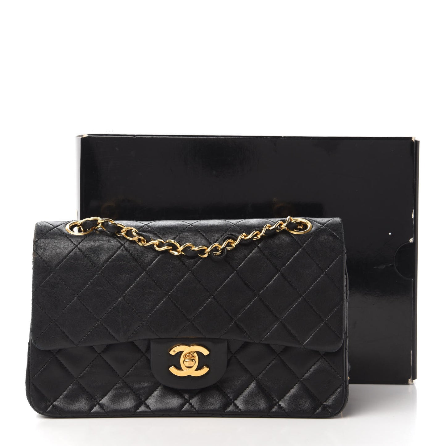 Lambskin Quilted Small Double Flap Black