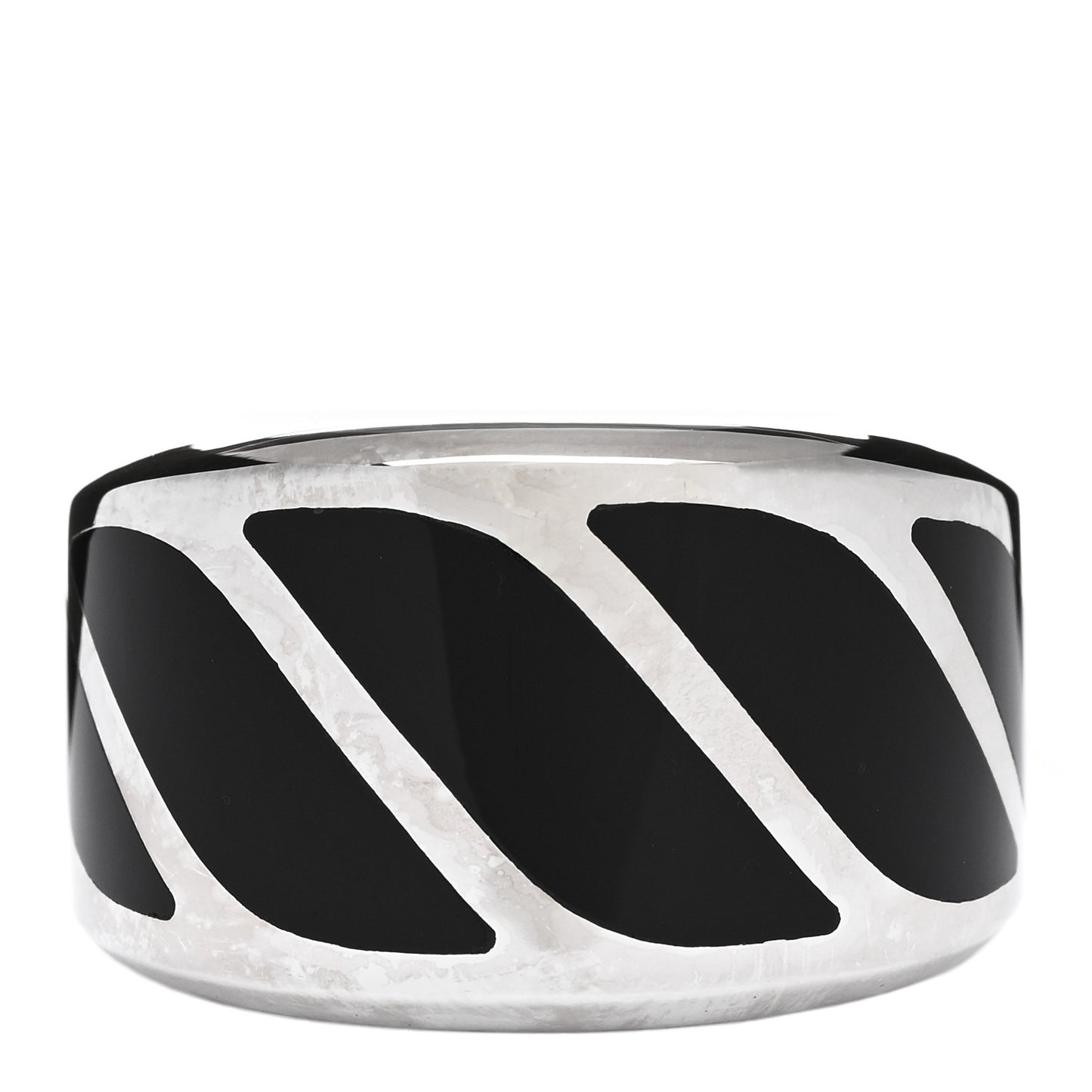 Sterling Silver Black Onyx 16mm Graphic Cable Band Ring 63 10.25