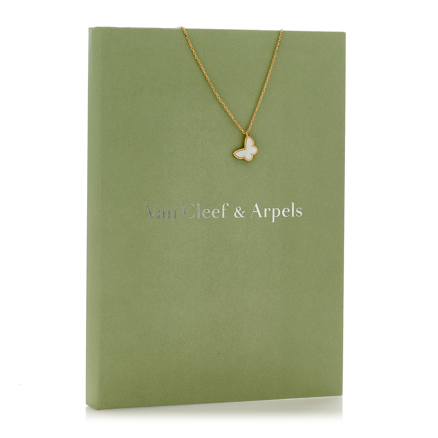 18K Yellow Gold Mother of Pearl Sweet Alhambra Butterfly Pendant Necklace
