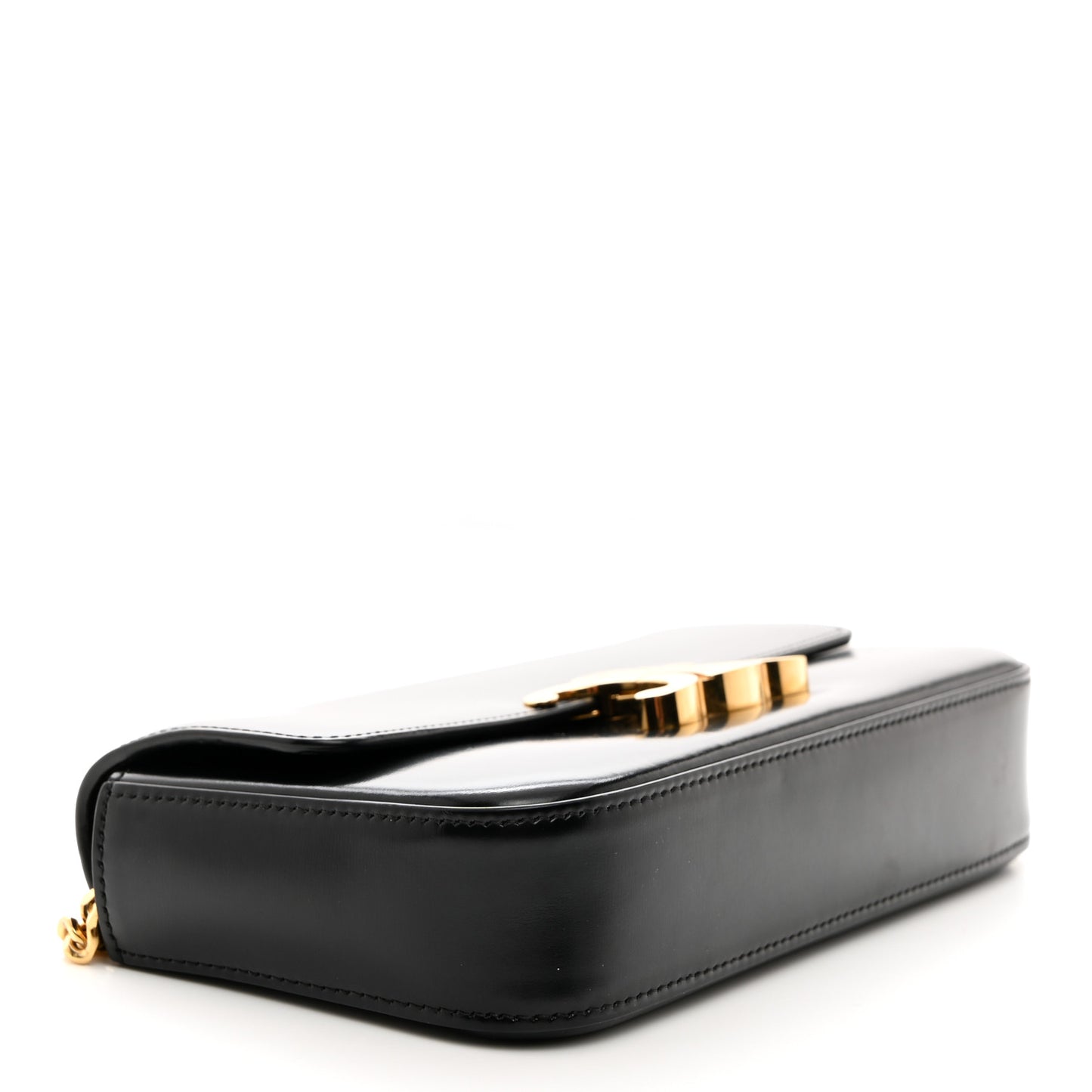 Shiny Calfskin Triomphe Chain Shoulder Bag Black