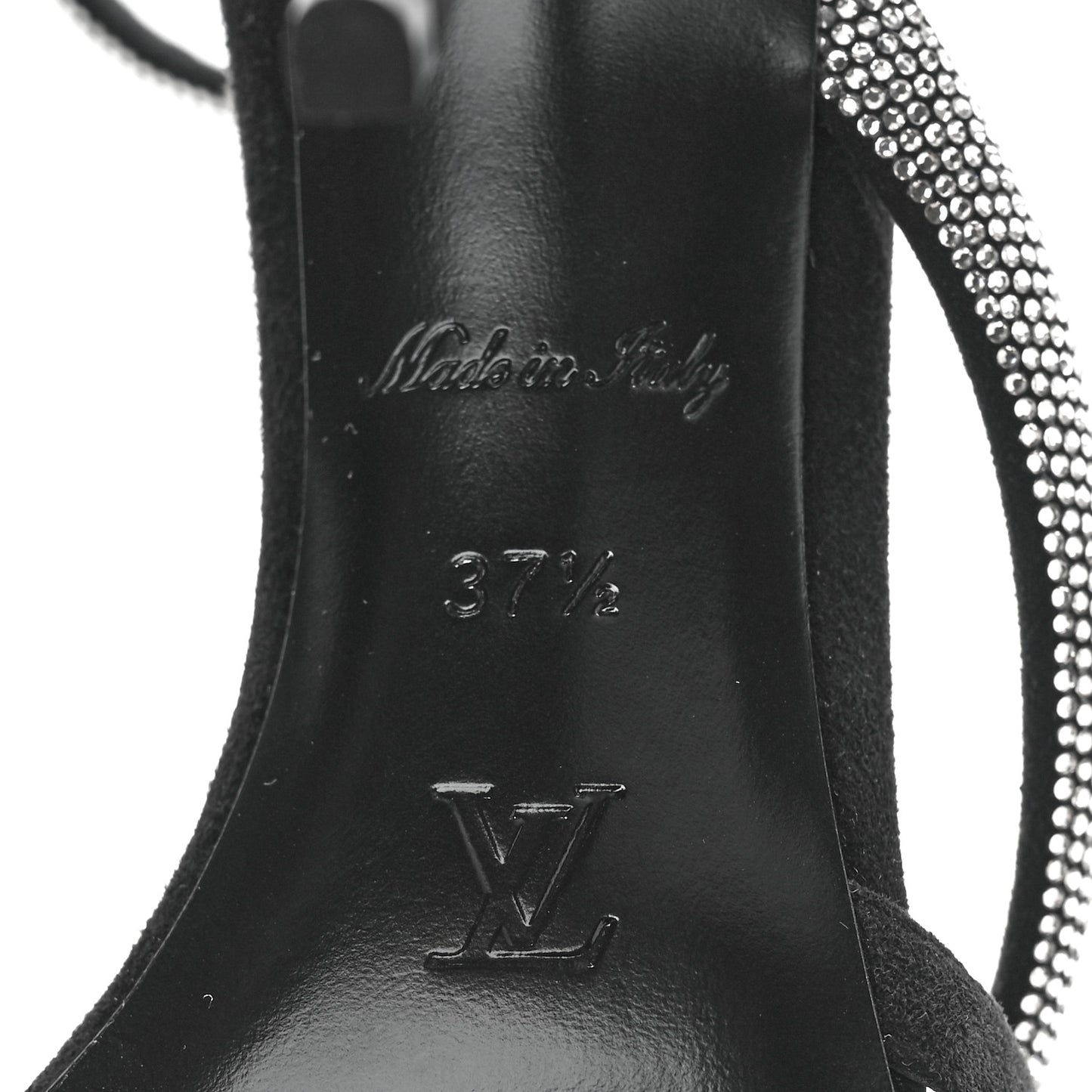 Suede Goat Rhinestone Appeal Sandals 37.5 Black