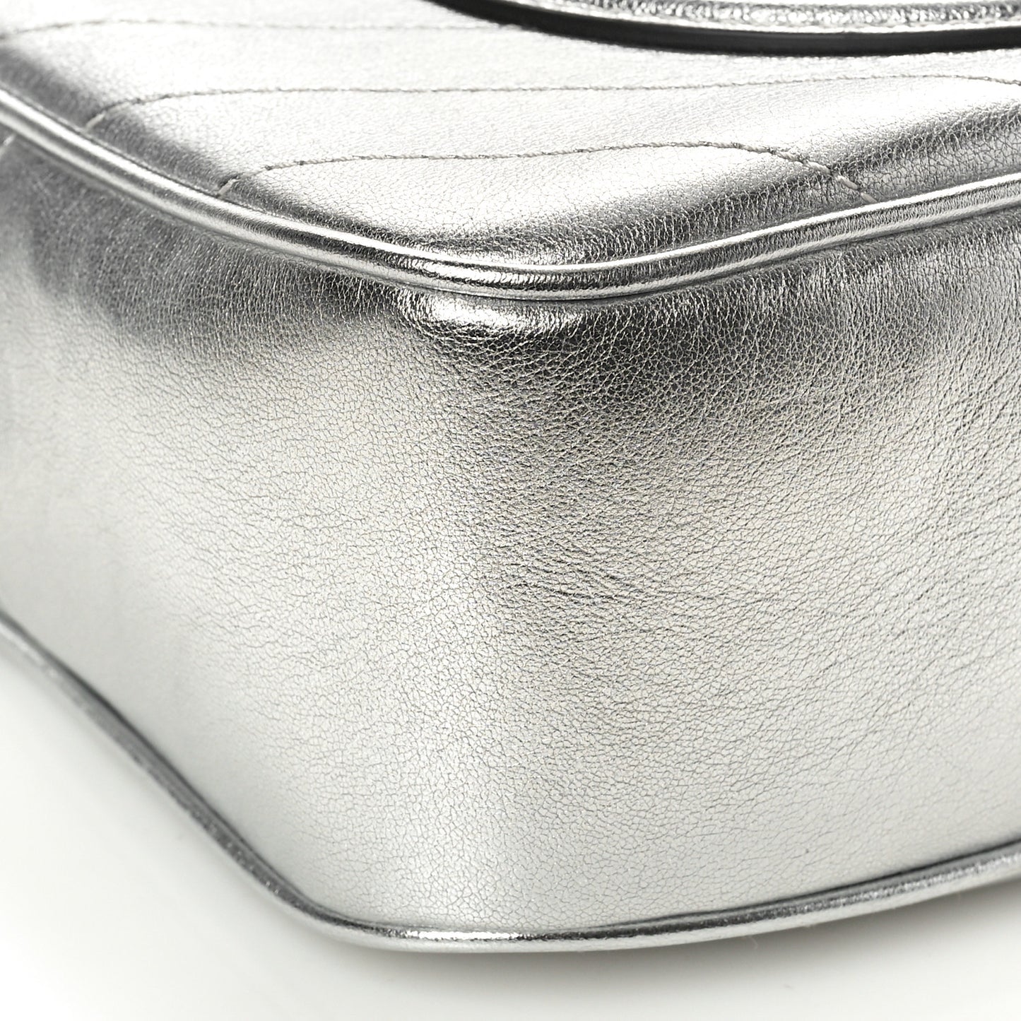 Metallic Sakai Be Green Calfskin Diagonal Stitched Small Blondie Shoulder Bag Silver