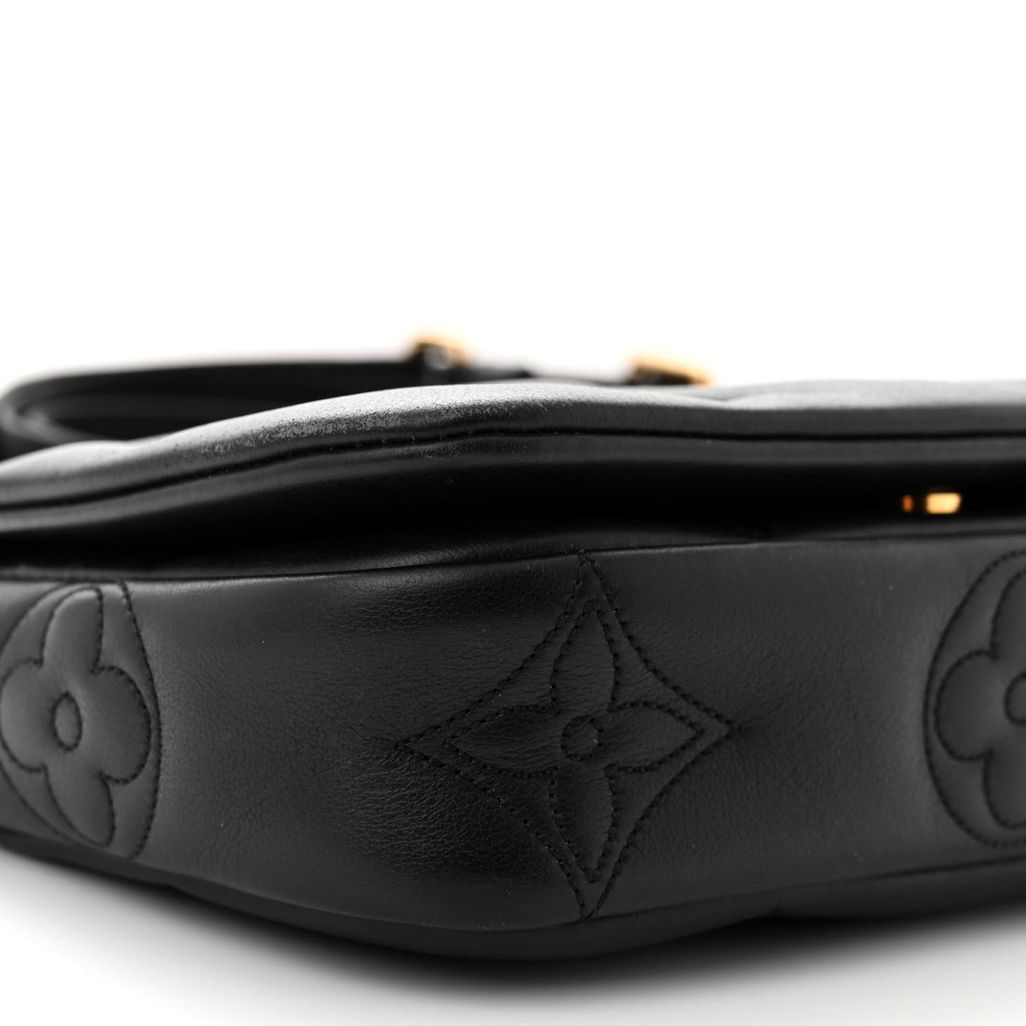 Calfskin Bubblegram Wallet On Strap Black
