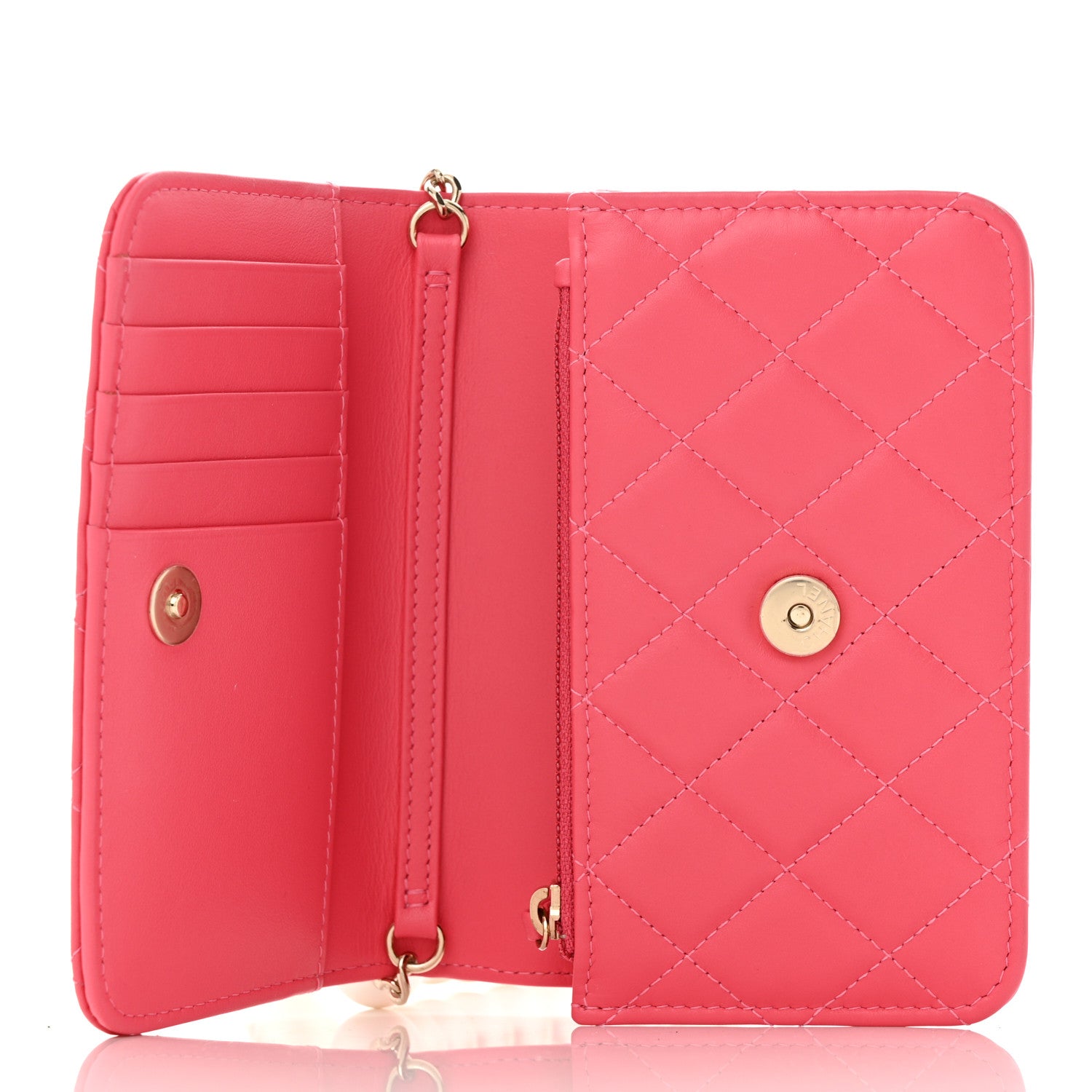 Chanel Calfskin Quilted Mini Maxi Pearls Wallet On Chain WOC Pink 5 of 12