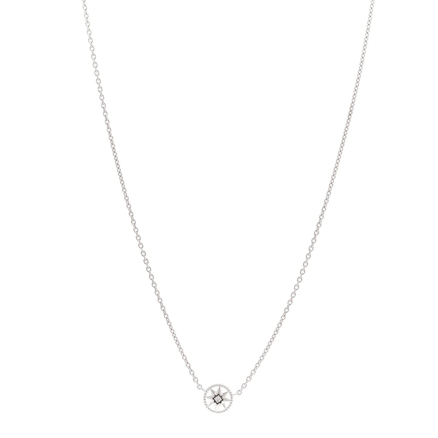 18K White Gold Diamond Rose Des Vents Necklace