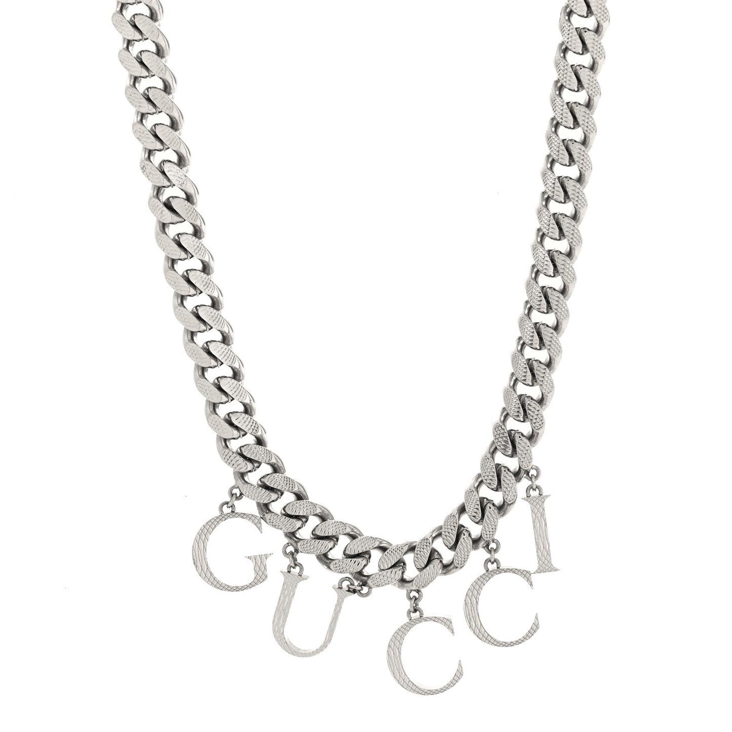 Palladium Script Logo Interlocking Chain Necklace