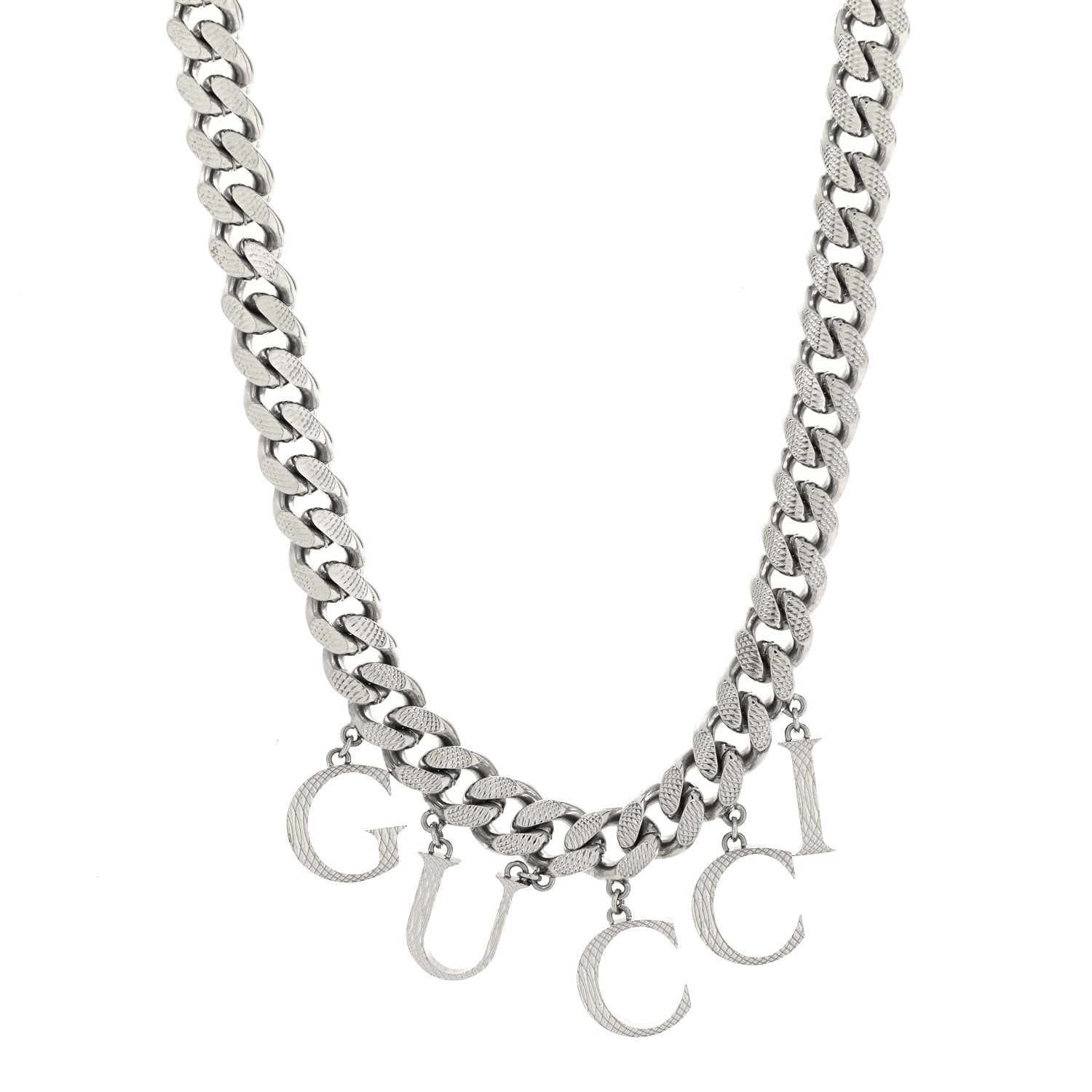 Gucci Palladium Script Logo Interlocking Chain Necklace 1 of 4