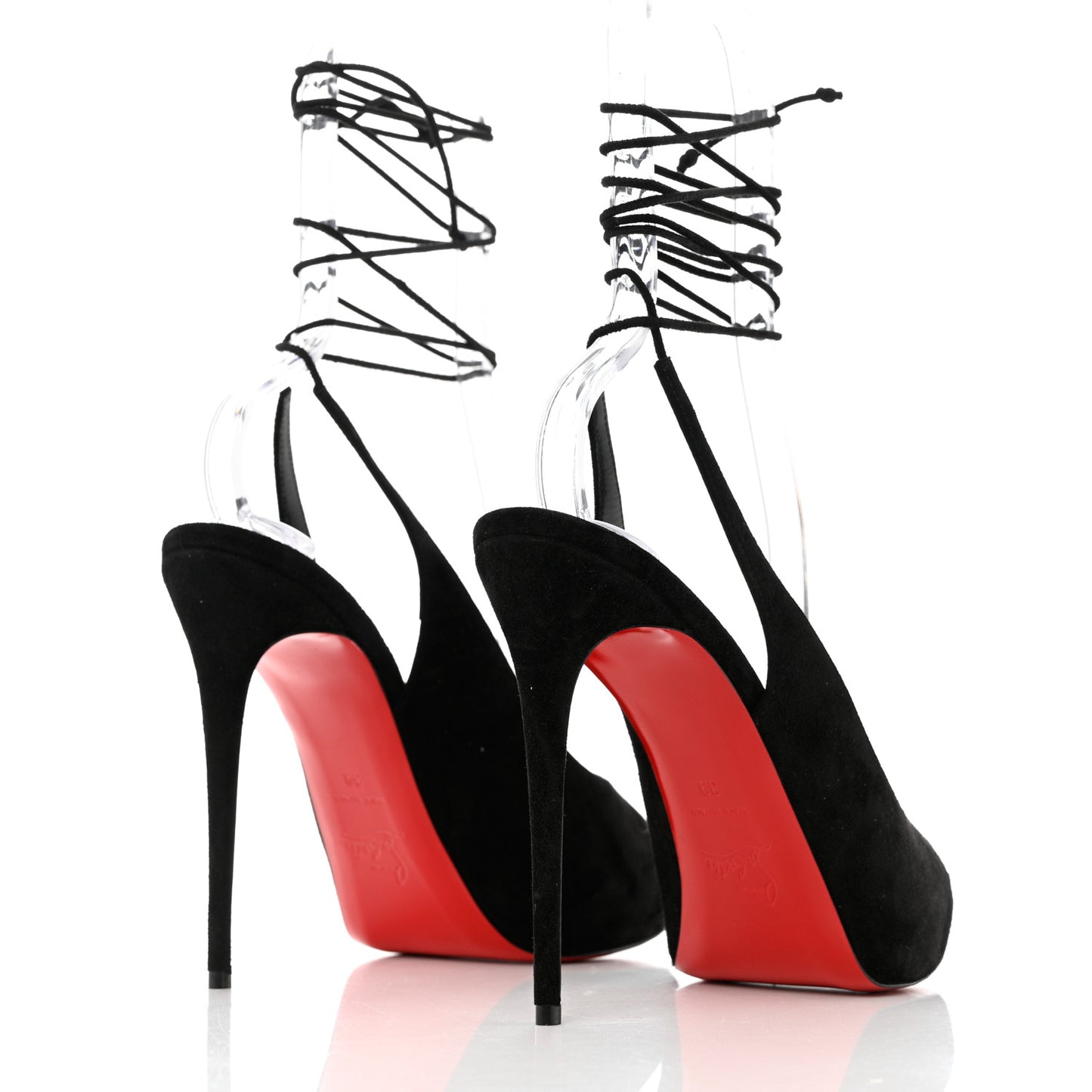 Veau Velours Lace Up NVP 120 Peep Toe Pump 39 Black