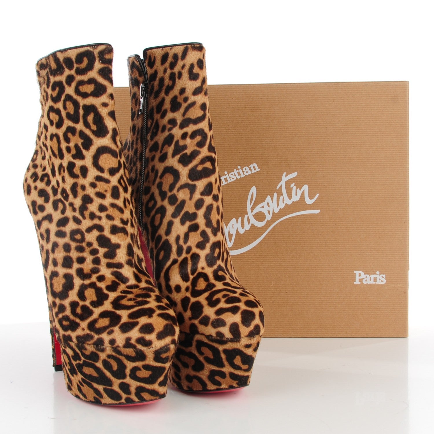 Christian Louboutin Calf Hair Leopard Print Fierce 160 Ankle Boots 39 Brown 7 of 11