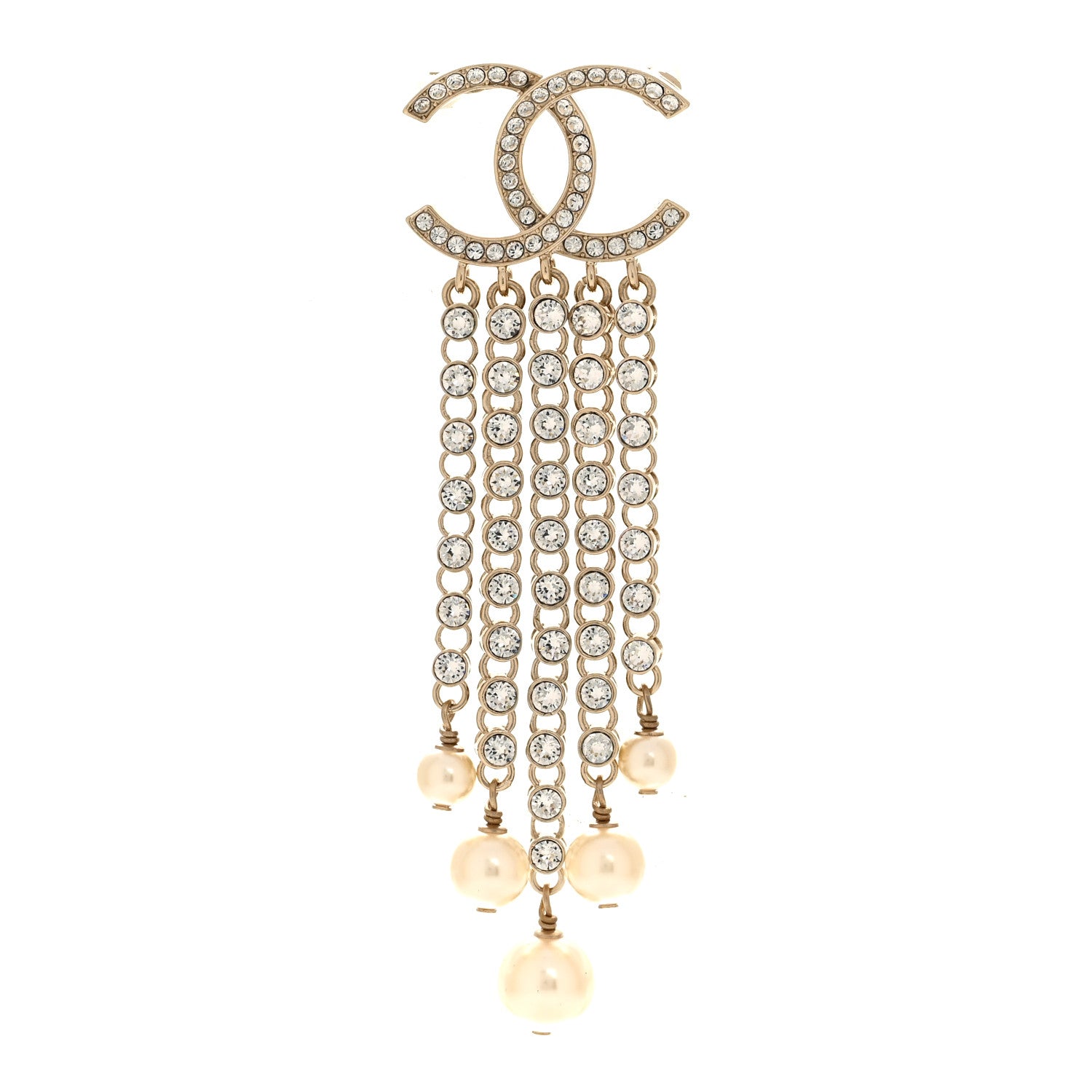 CCロゴ　ブローチ クリスタル パール　ゴールド　ノベルティ Chanel Crystal Pearl Multi Strand CC Brooch Gold 1857107
