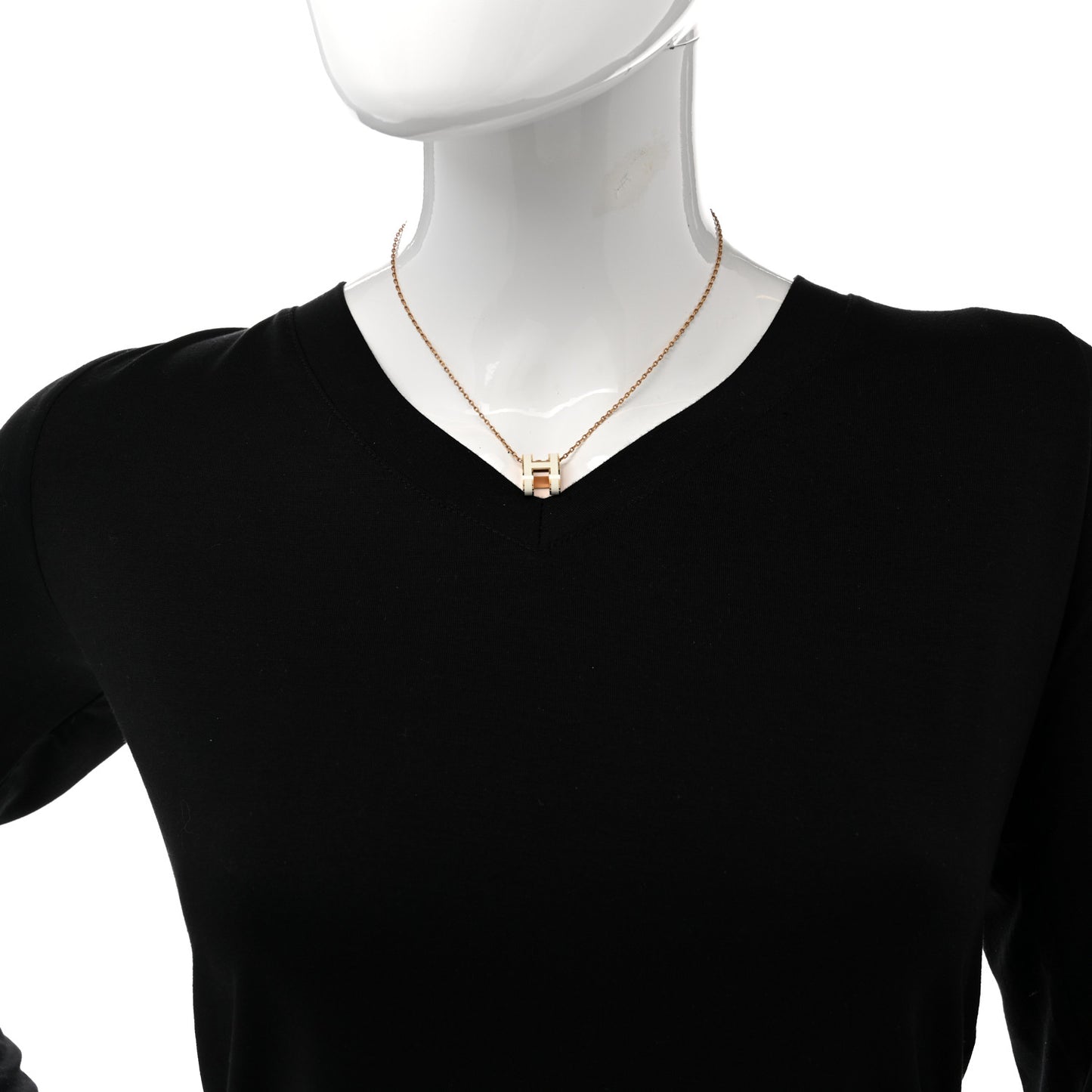 Lacquered Rose Gold Pop H Pendant Necklace White