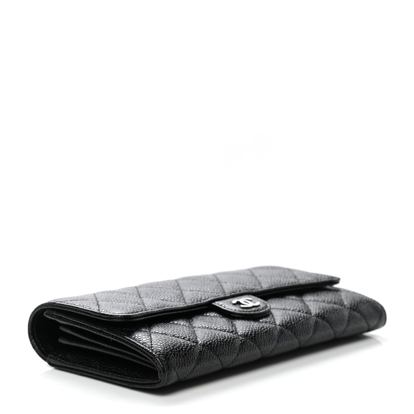 Caviar Quilted Large Flap Wallet Black