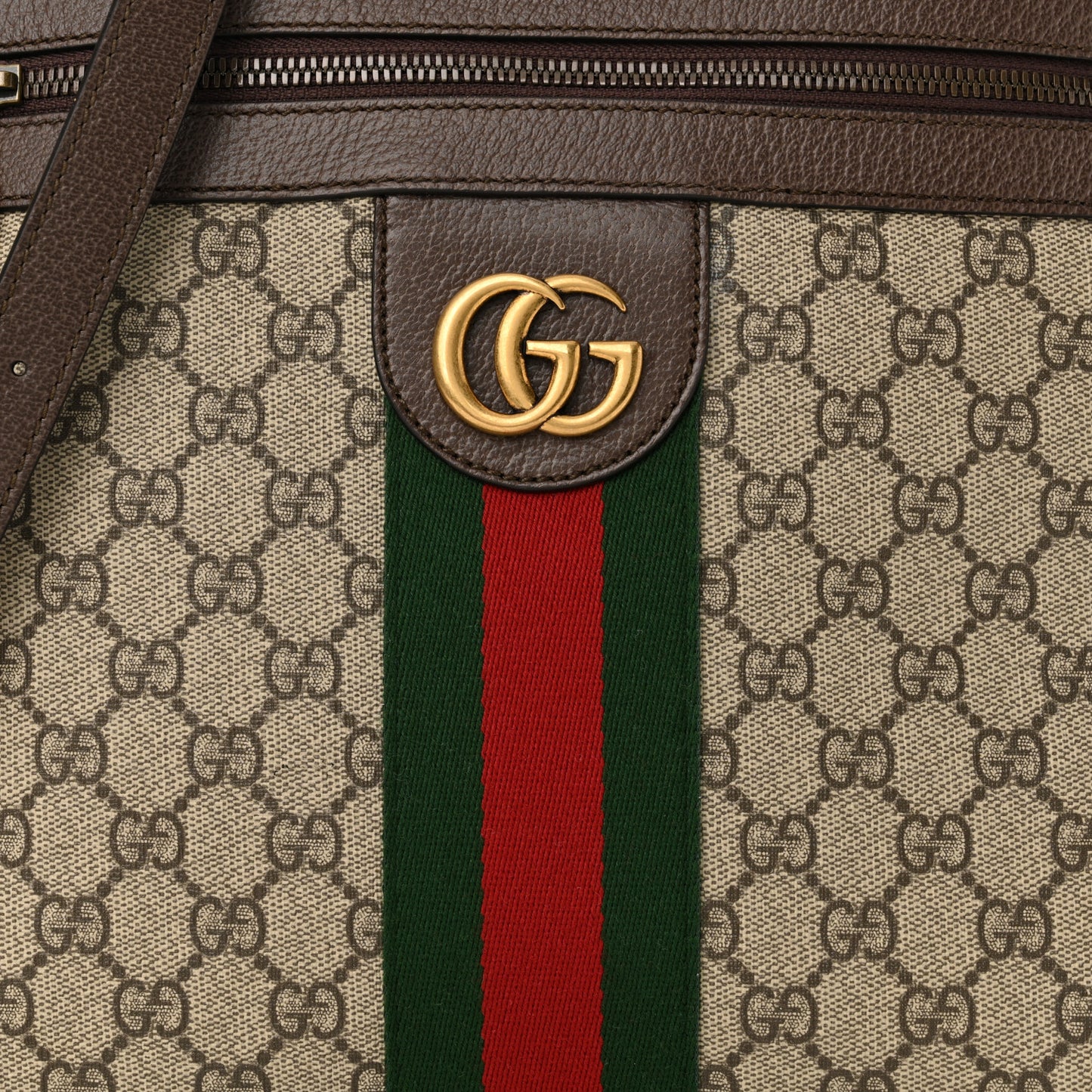 GG Supreme Monogram Web Medium Ophidia Messenger Bag Brown