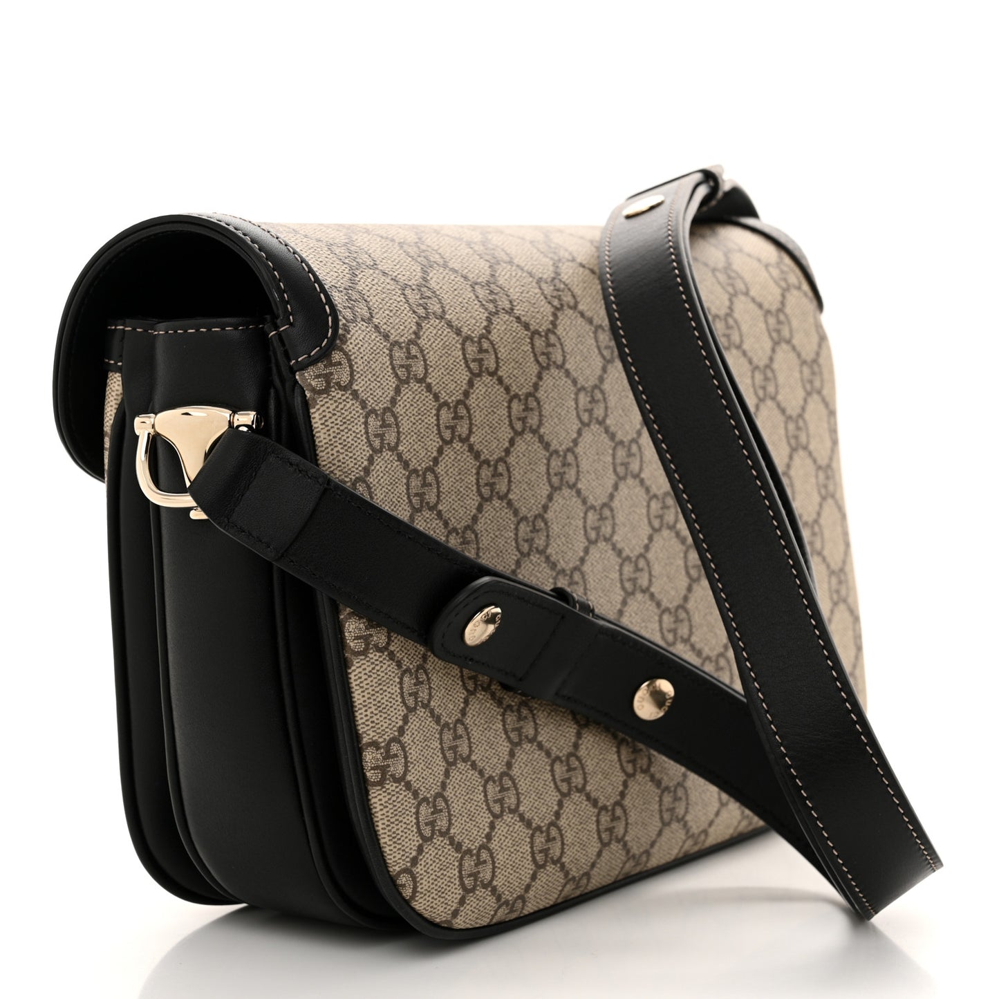 GG Supreme Monogram Horsebit 1955 Soft Small Shoulder Bag Beige Black