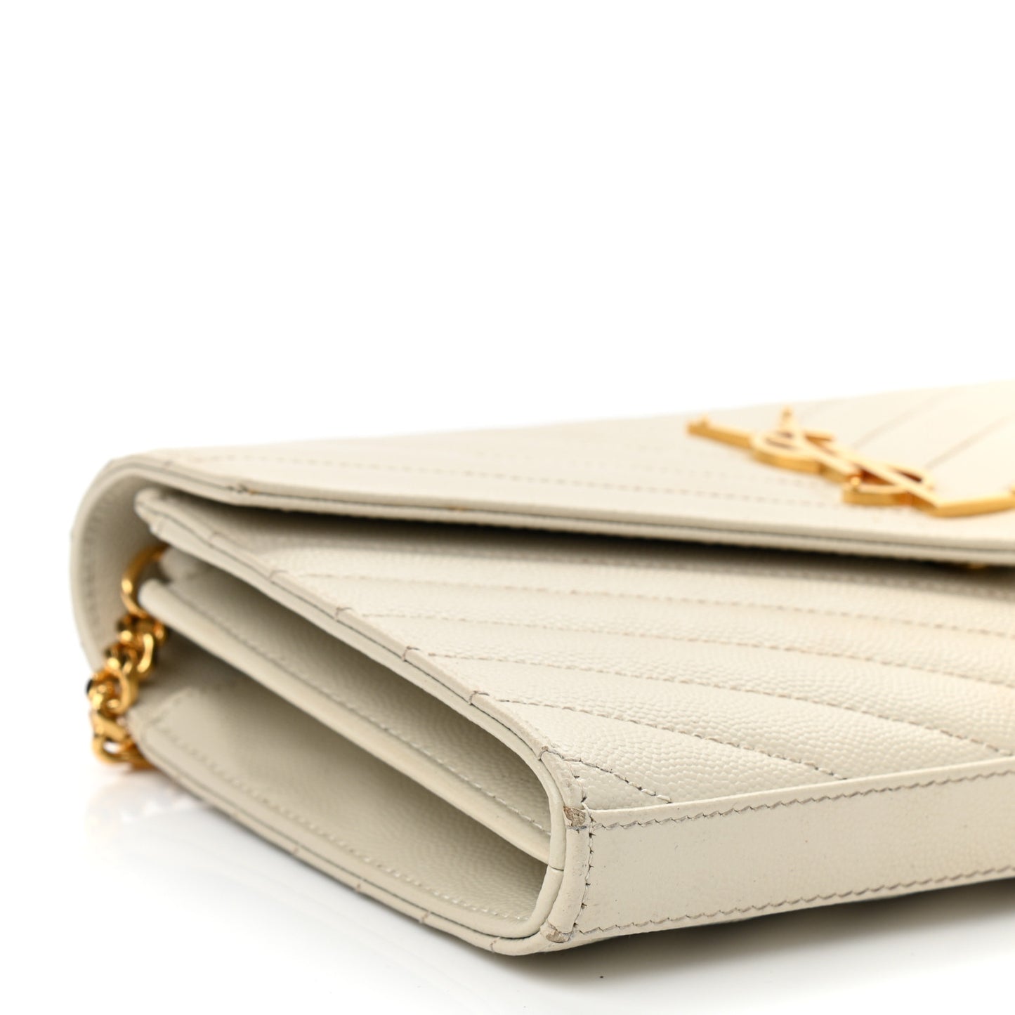 Grain De Poudre Matelasse Chevron Monogram Chain Wallet Crema Soft
