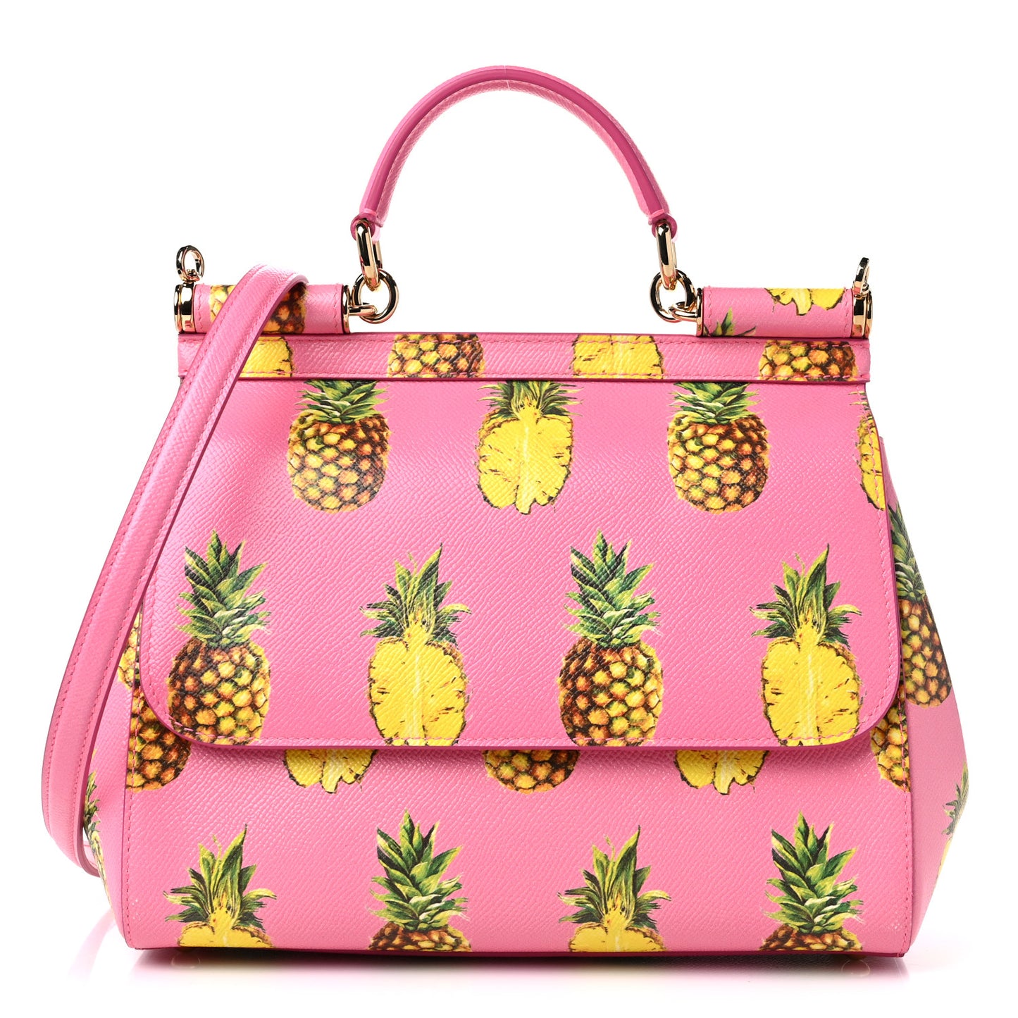 Dauphine Pineapple Print Medium Miss Sicily Satchel Rosa