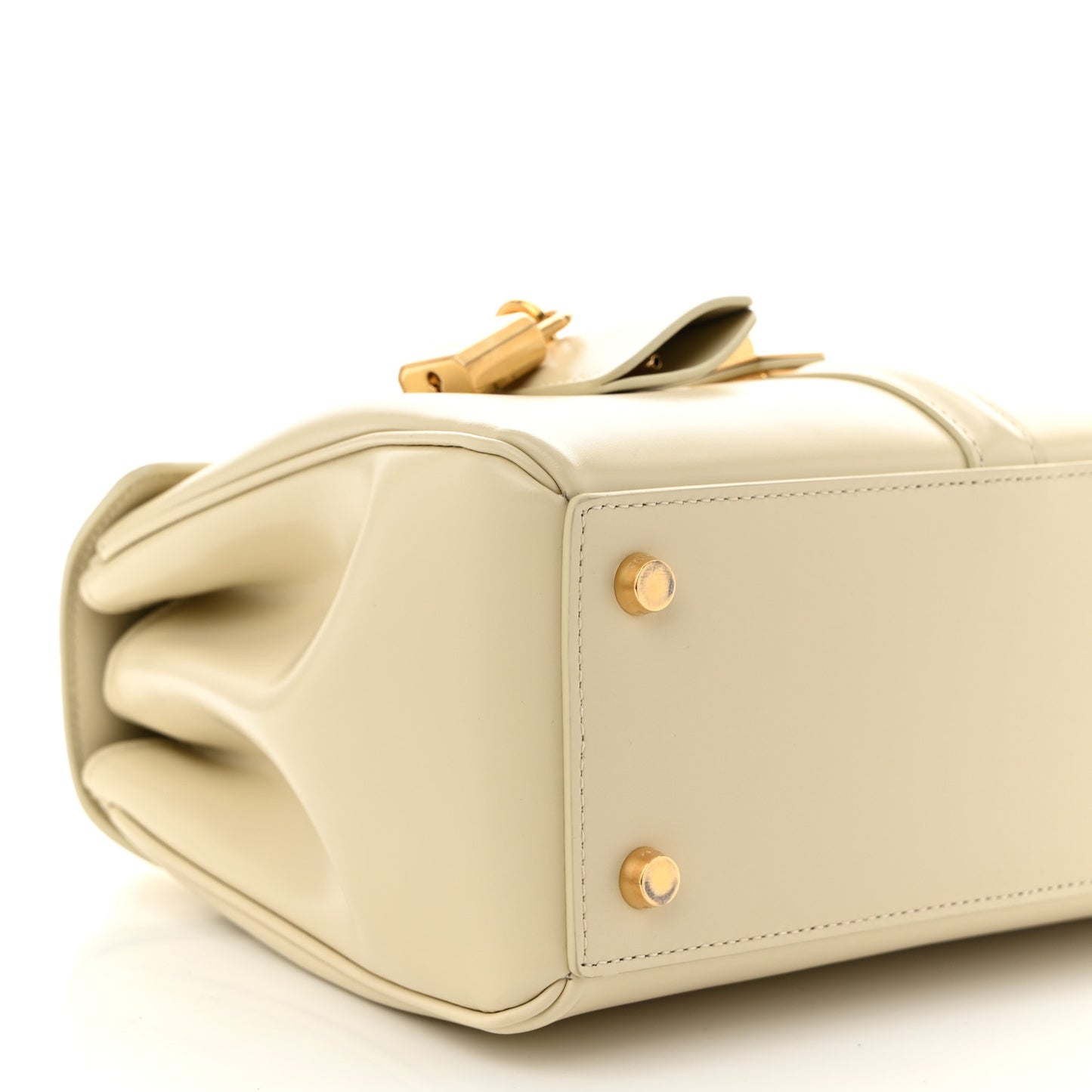 Grained Calfskin Small 16 Top Handle Bag Beige