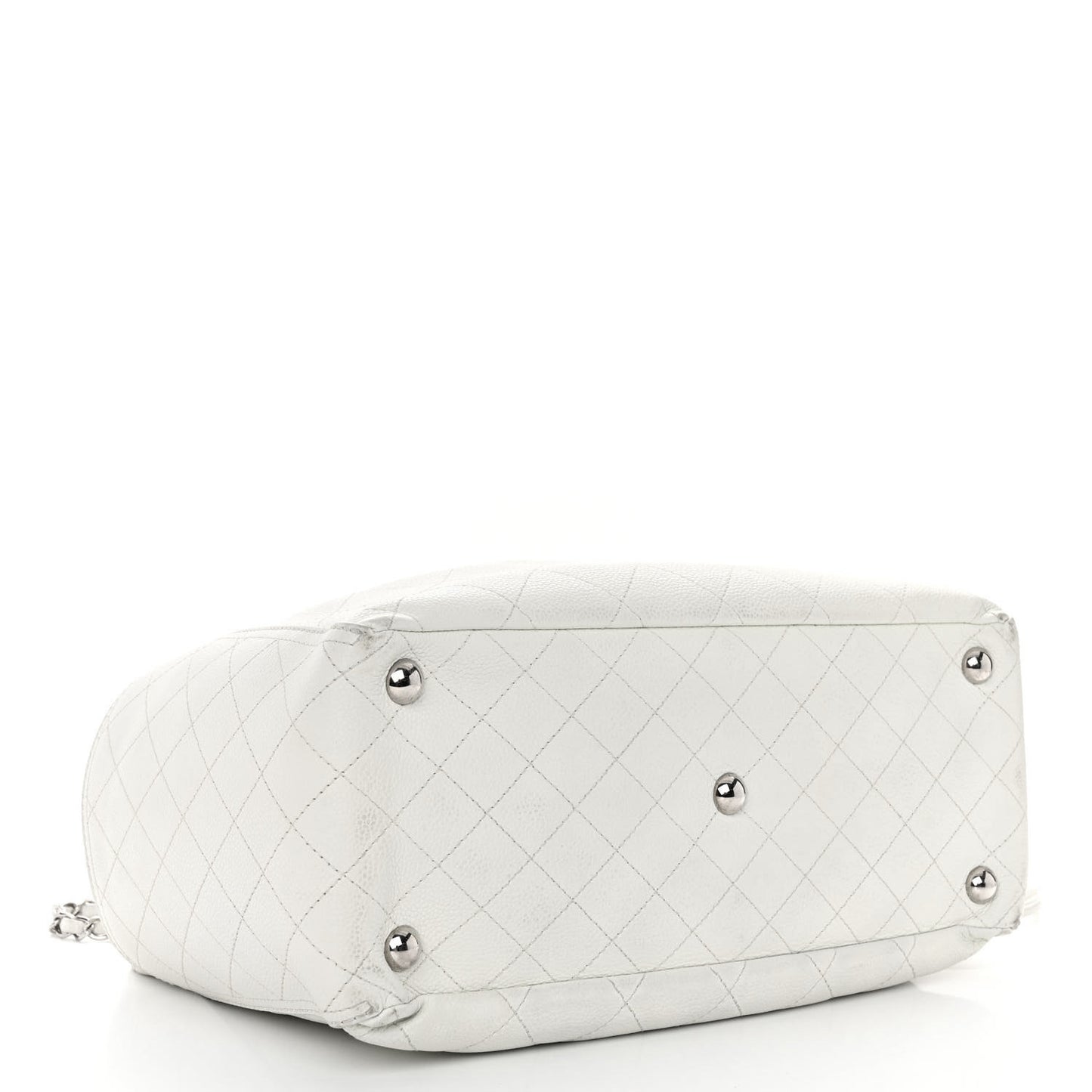 Grained Calfskin CC Pocket Tote White
