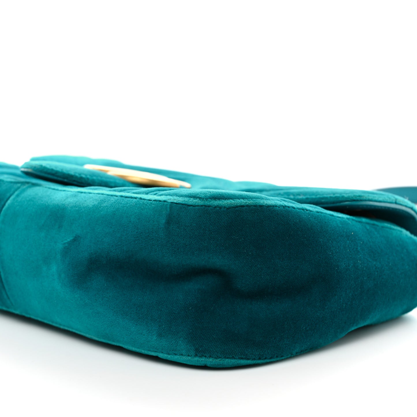 Velvet Matelasse Small GG Marmont Shoulder Bag Pavone Cyan
