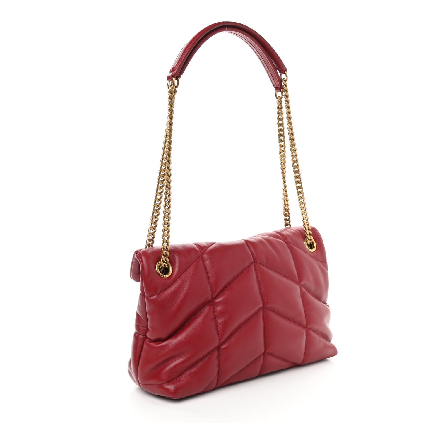 Lambskin Quilted Small Loulou Puffer Monogram Chain Satchel Red