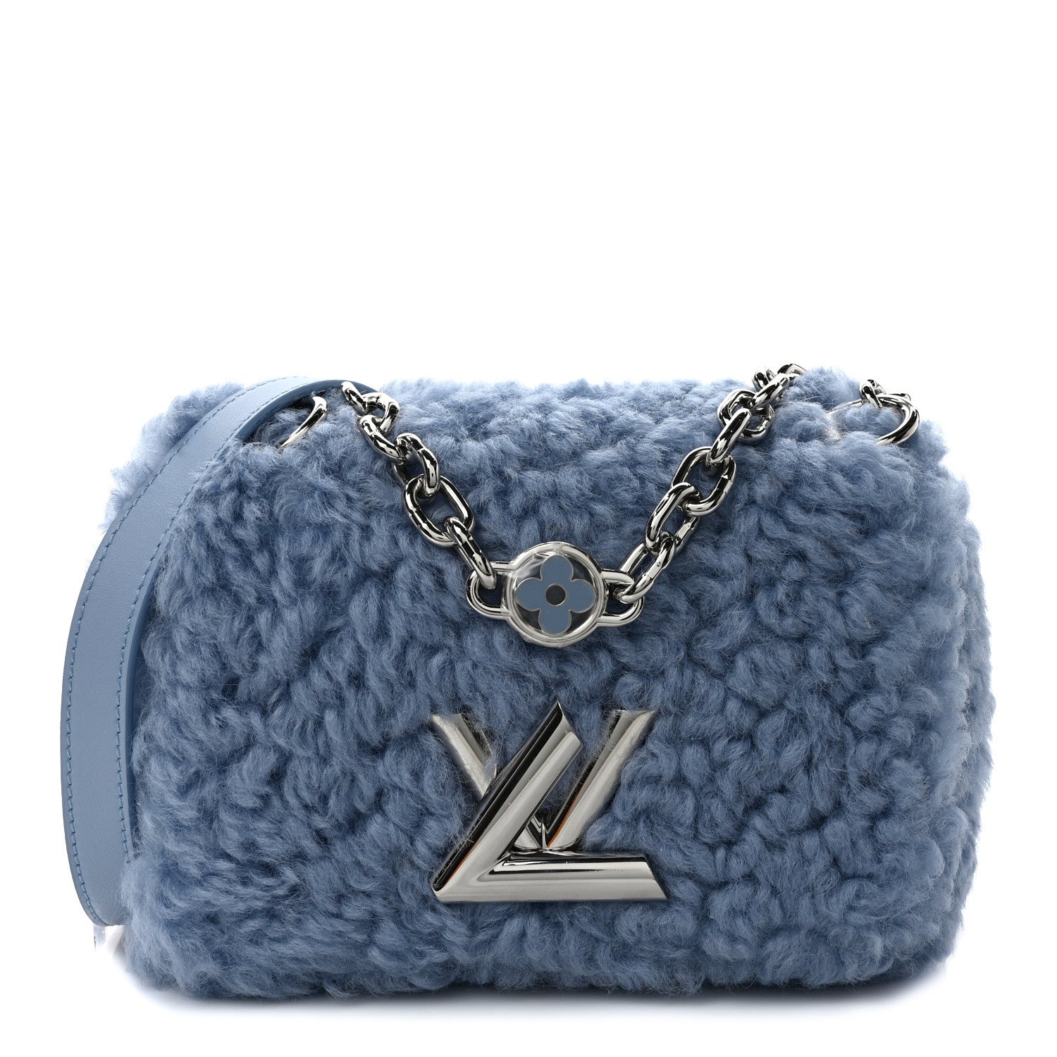 Louis Vuitton Shearling Twist Shoulder Bag MM Blue 1447812