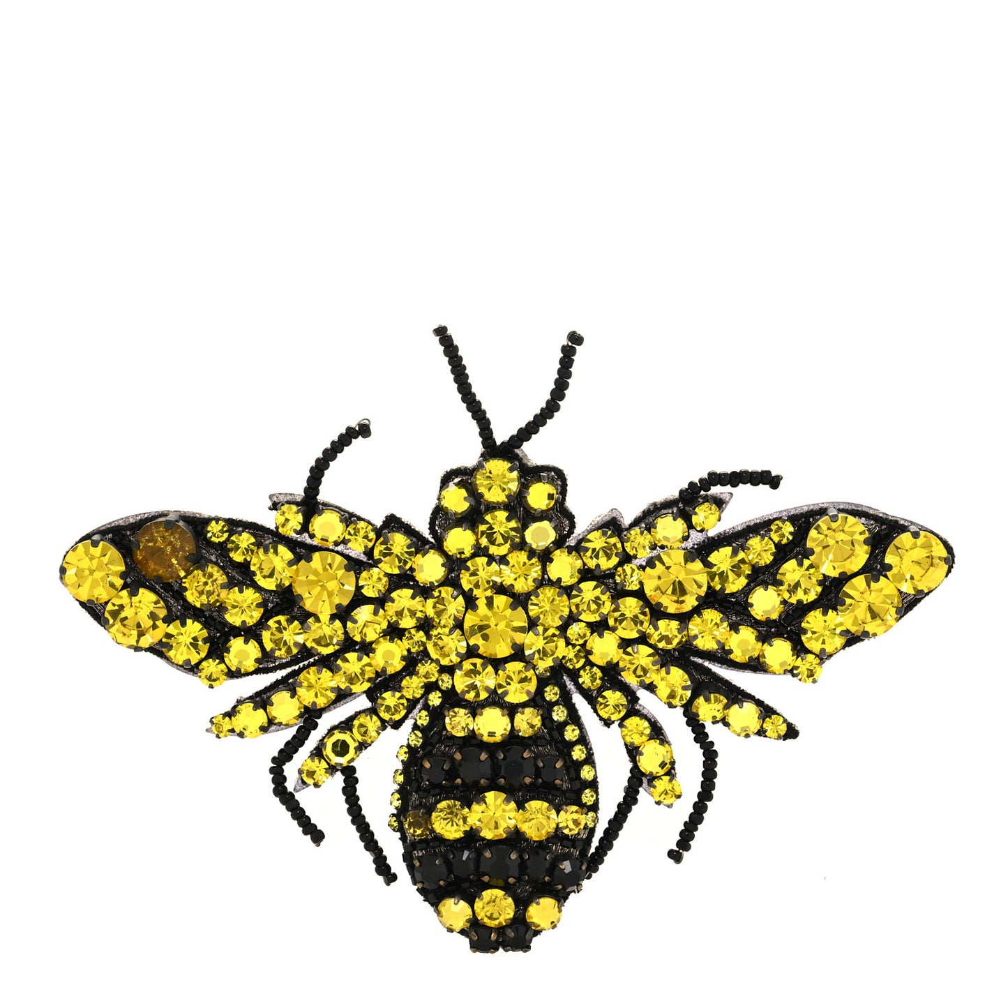 Metal Crystal Bee Brooch Black Yellow