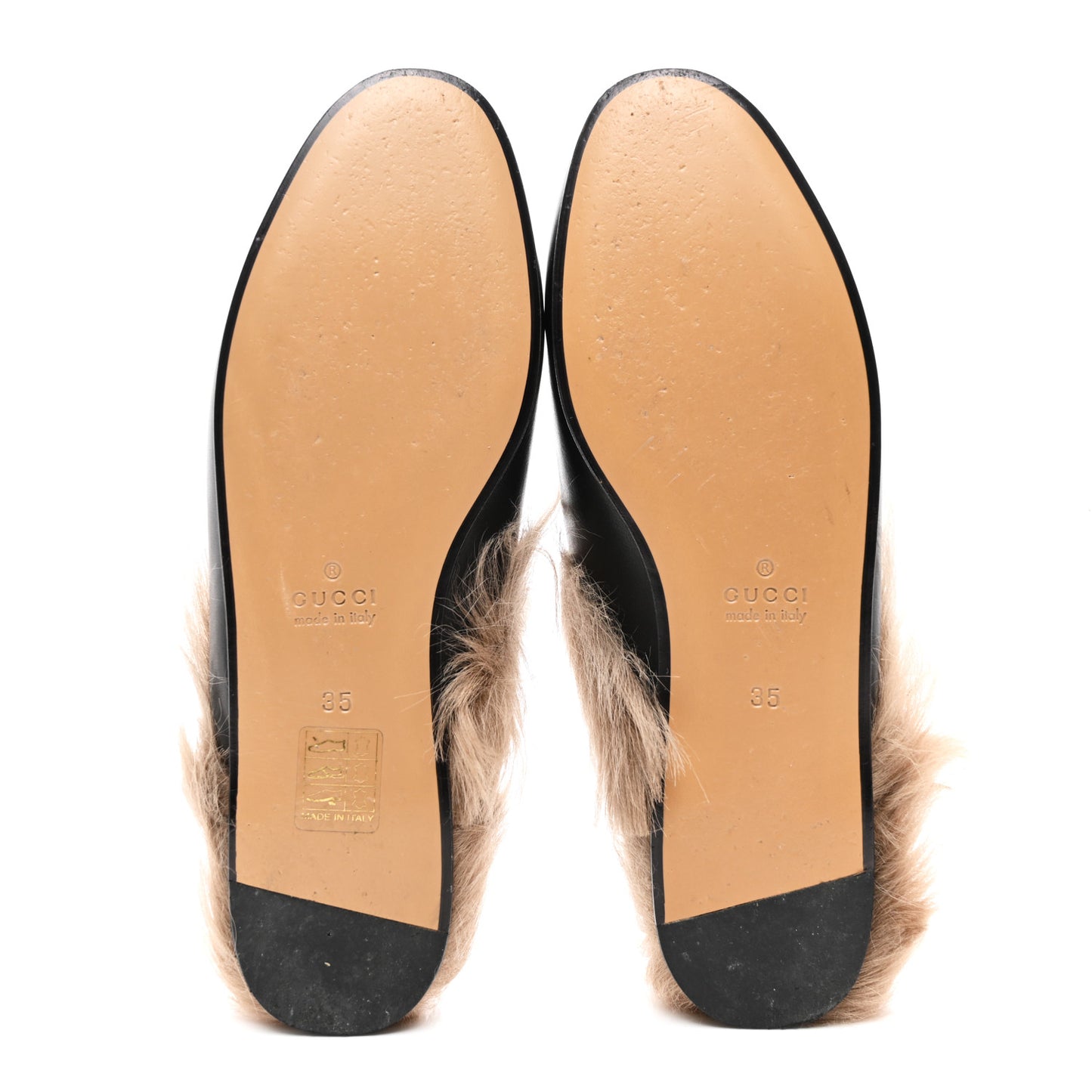 Calfskin Fur Flame Princetown Slippers 35 Black