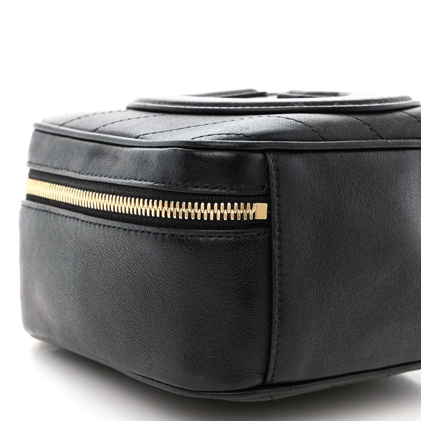 Sakai Be Green Calfskin Diagonal Stitched Blondie Top Handle Bag Black