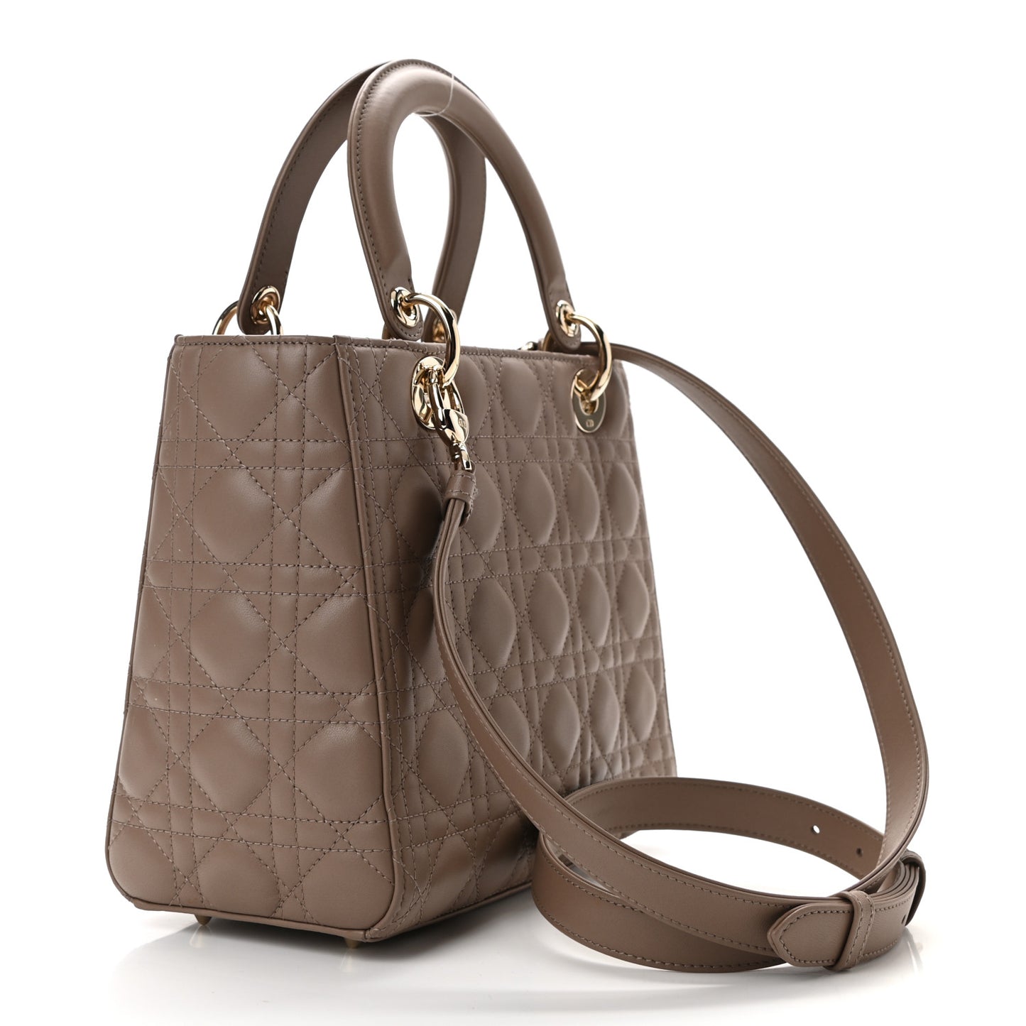 Lambskin Cannage Medium Lady Dior Warm Taupe