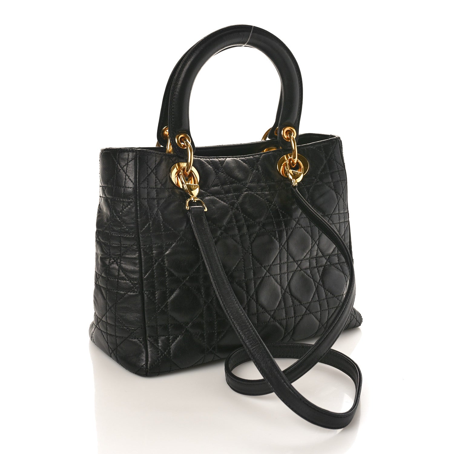 Christian Dior CHRISTIAN DIOR Lambskin Cannage Medium Lady Dior Black 3 of 11