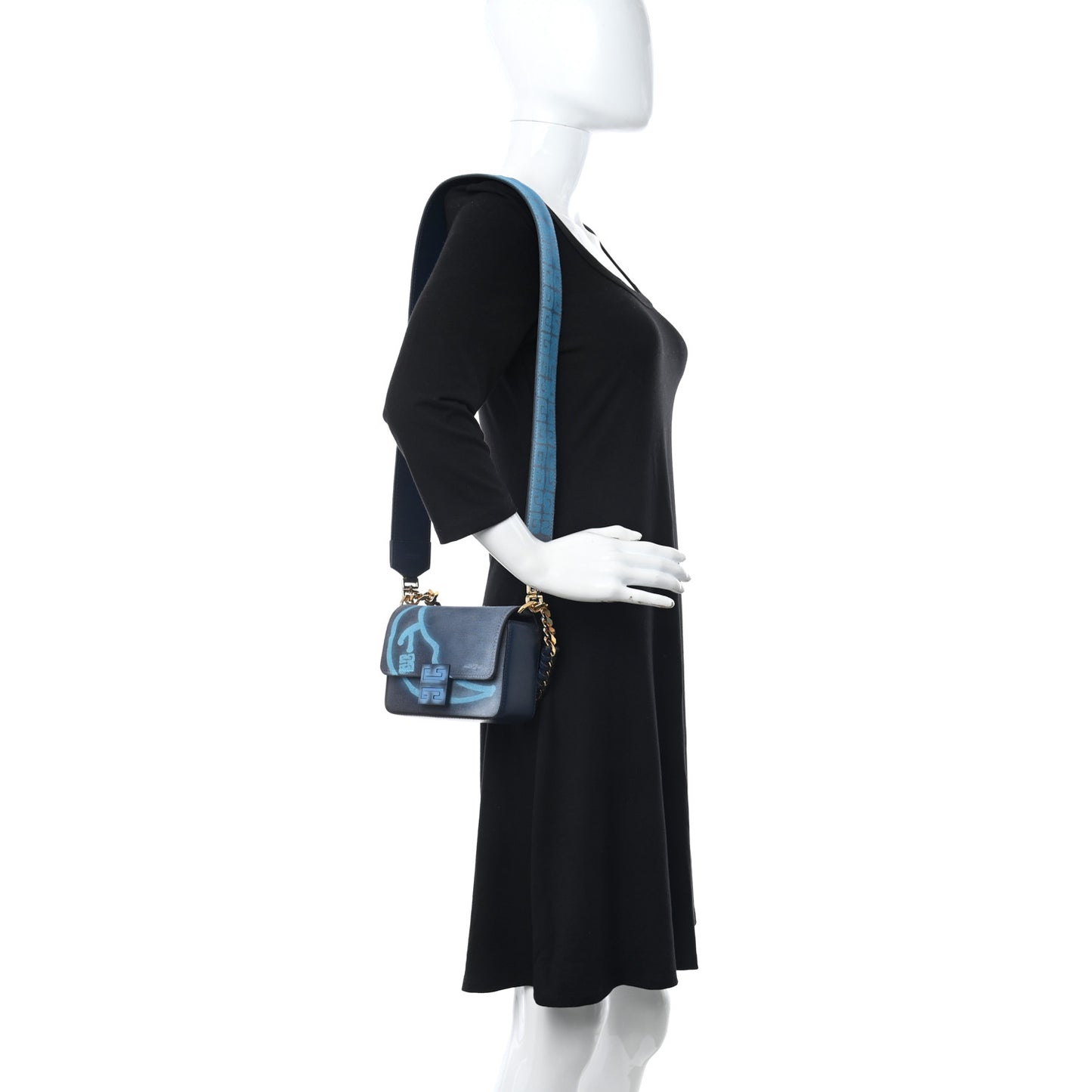 x Chito Graffiti Effect Canvas Leather Small 4G Shoulder Bag Steel Blue