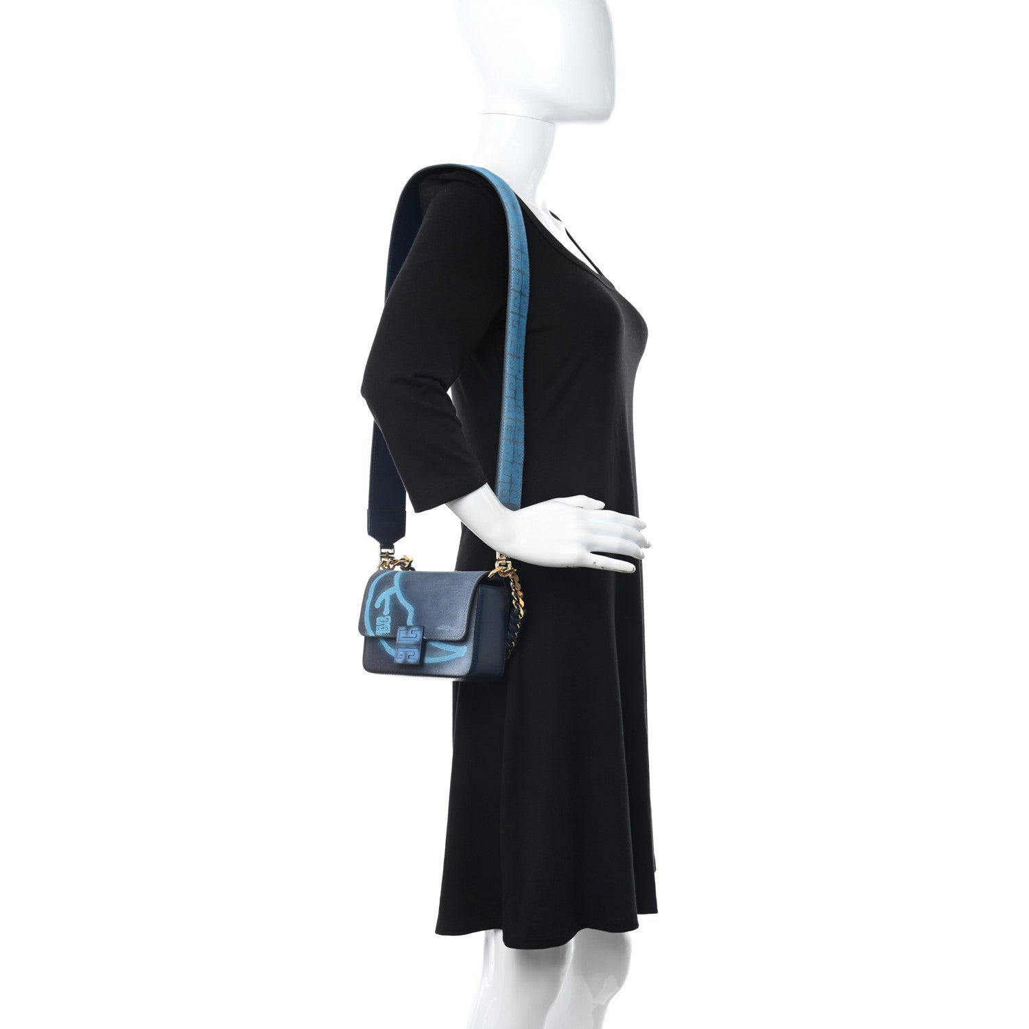 Givenchy x Chito Graffiti Effect Canvas Leather Small 4G Shoulder Bag Steel Blue 2 of 9