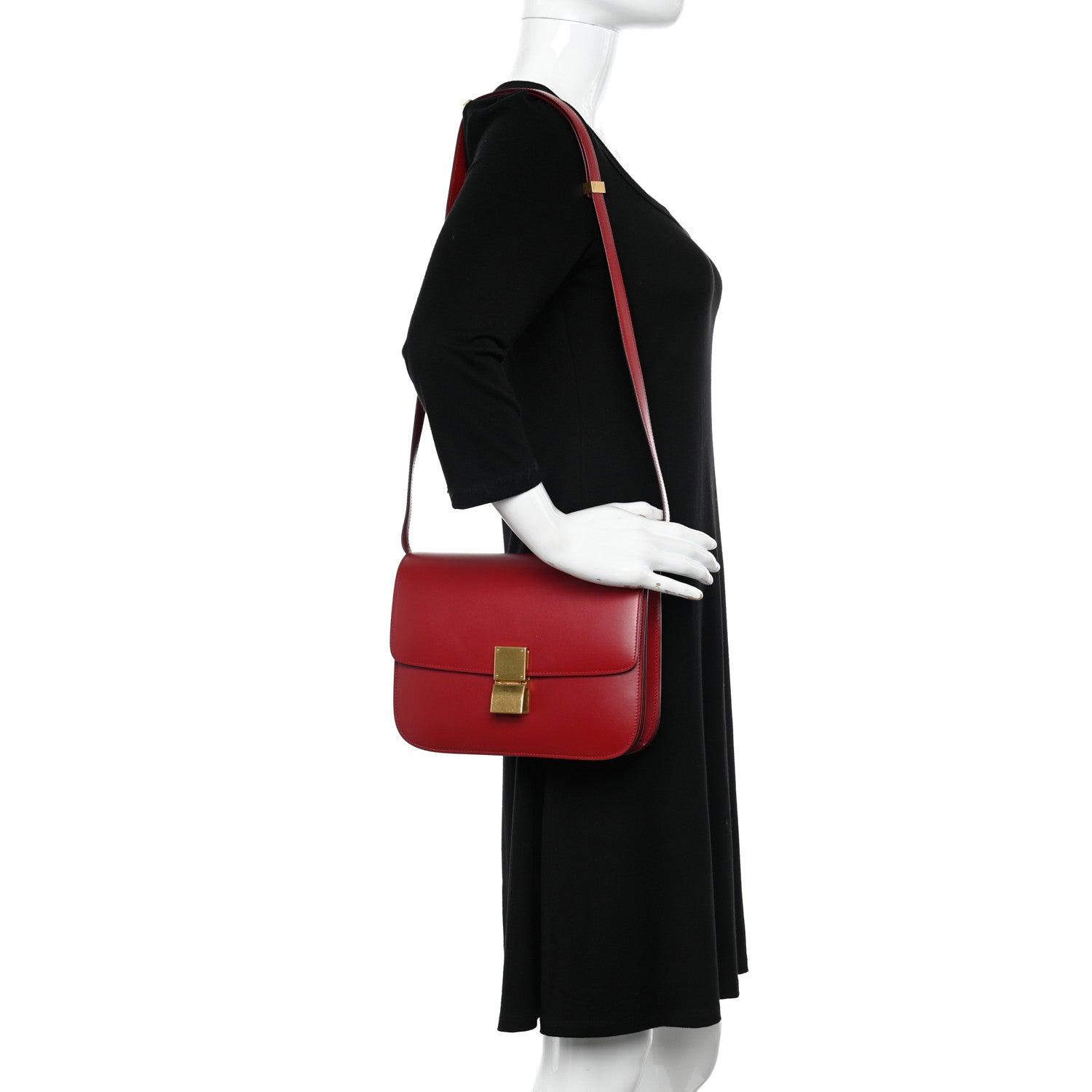 Celine Box Calfskin Medium Classic Box Flap Bag Red 2 of 13