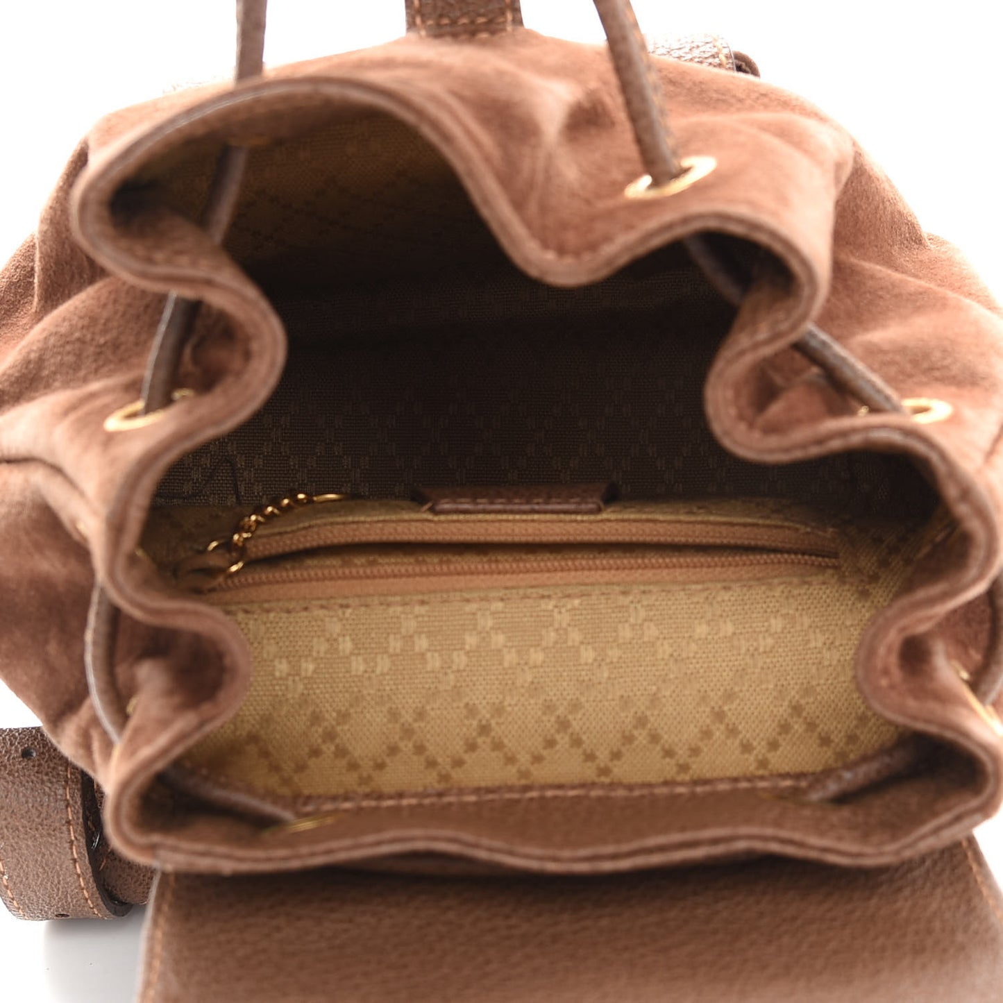 Suede Calfskin Bamboo Backpack Brown