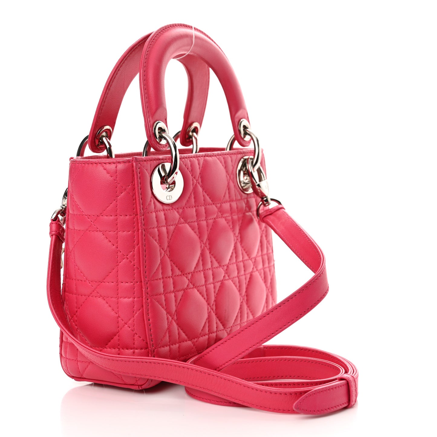 Lambskin Cannage Mini Lady Dior Fuchsia