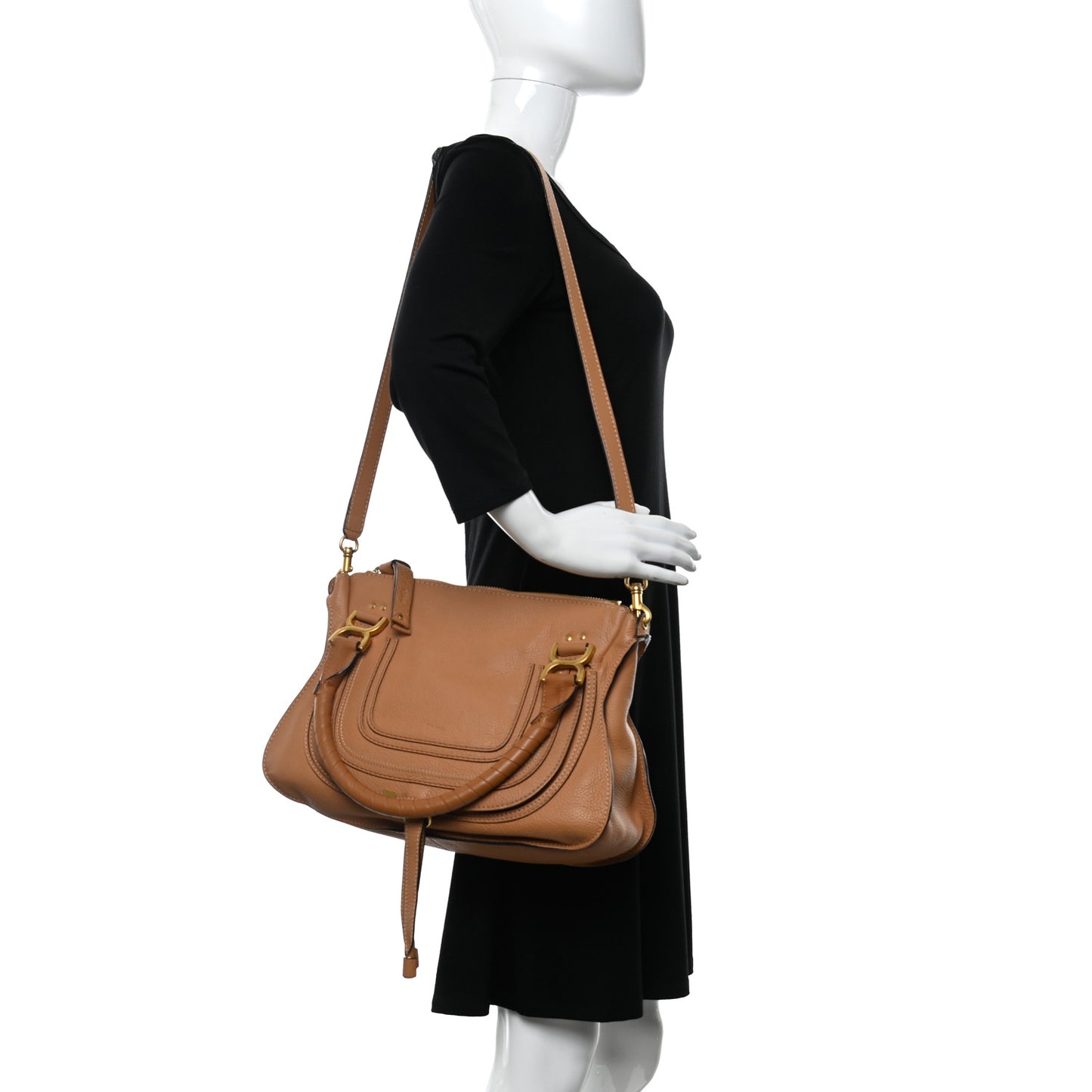 Calfskin Medium Marcie Satchel Light Tan