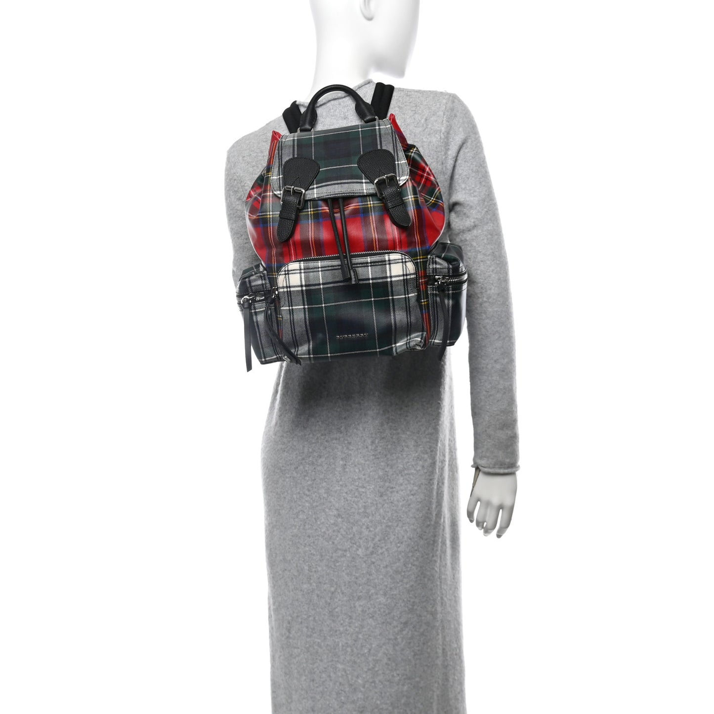 Laminated Tartan Patchwork Large Rucksack Backpack Military Red