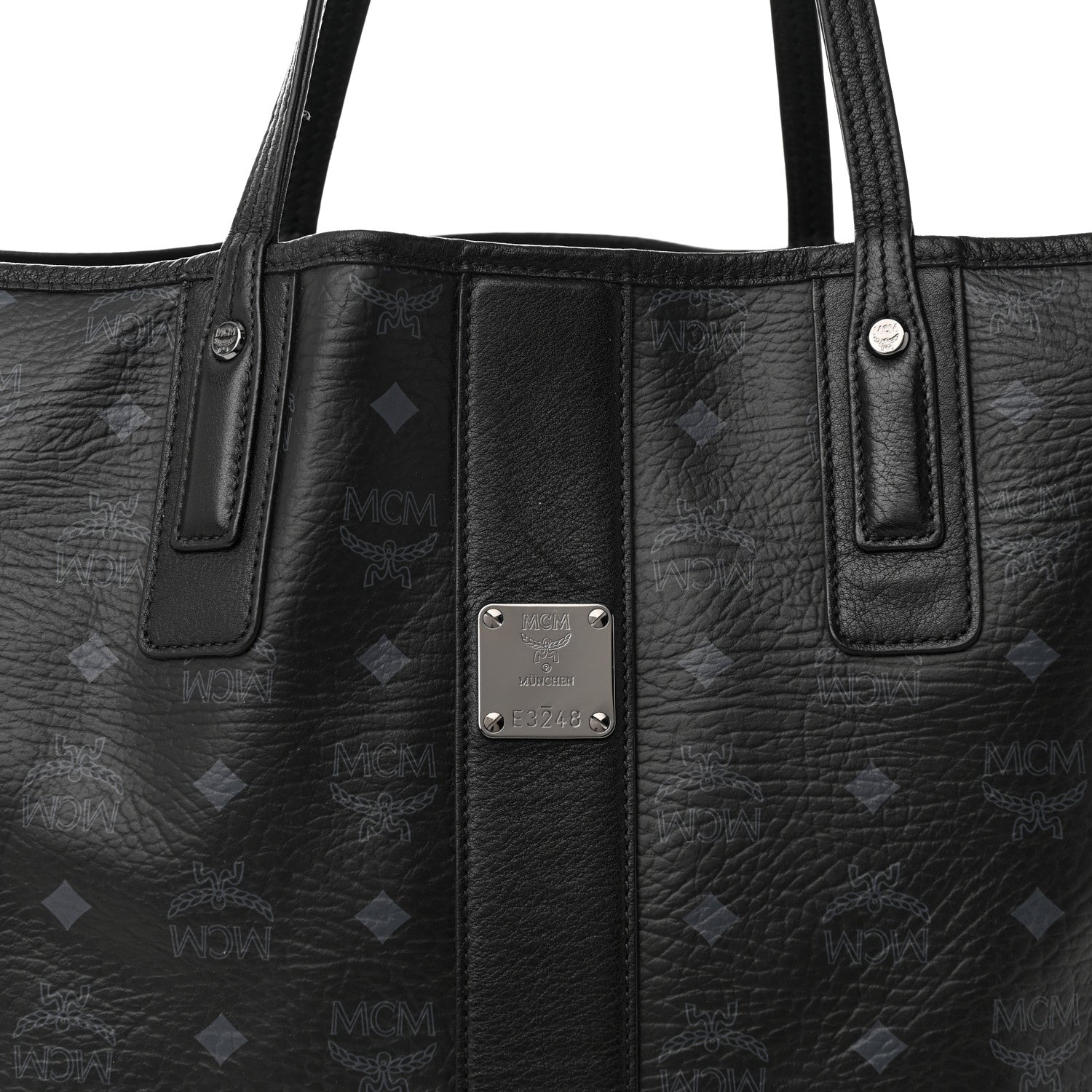 MCM Visetos Large Liz Reversible Shopper Tote Black 7 of 10