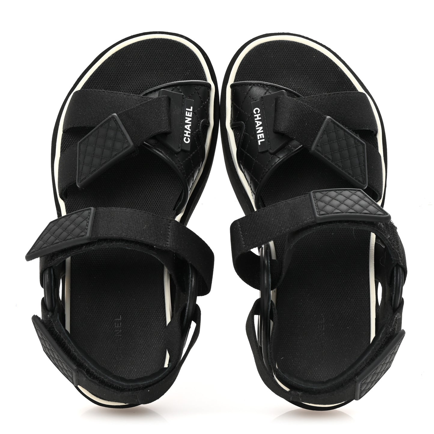 Nylon Lambskin Calfskin Velcro Dad Sandals 36 Black White